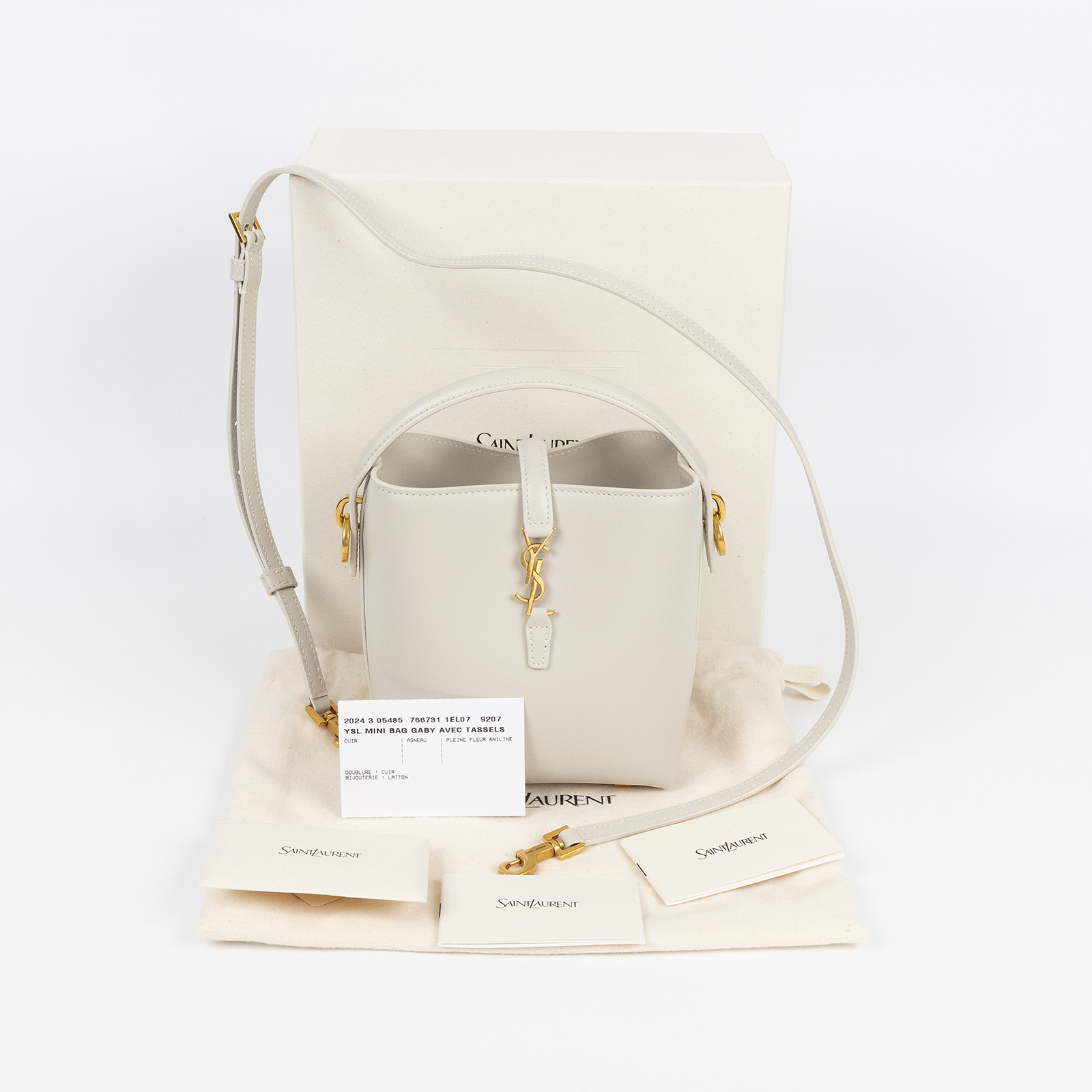 聖羅蘭 YSL SAINT LAURENT le 37 亮面皮革 迷你手袋 7658702R20W 白LE 5 À 7 原廠盒子/防塵袋/背帶