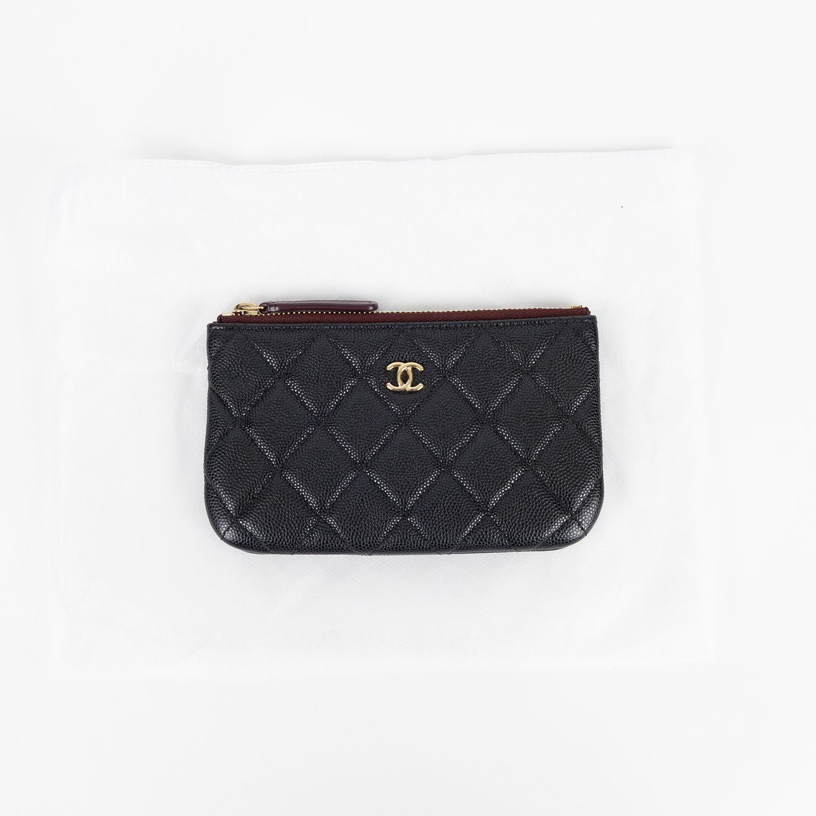 香奈兒 CHANEL 經典 拉鍊 隨身包 小型 AP4020 31開 黑金荔枝一字拉鍊POUCH 無附屬品