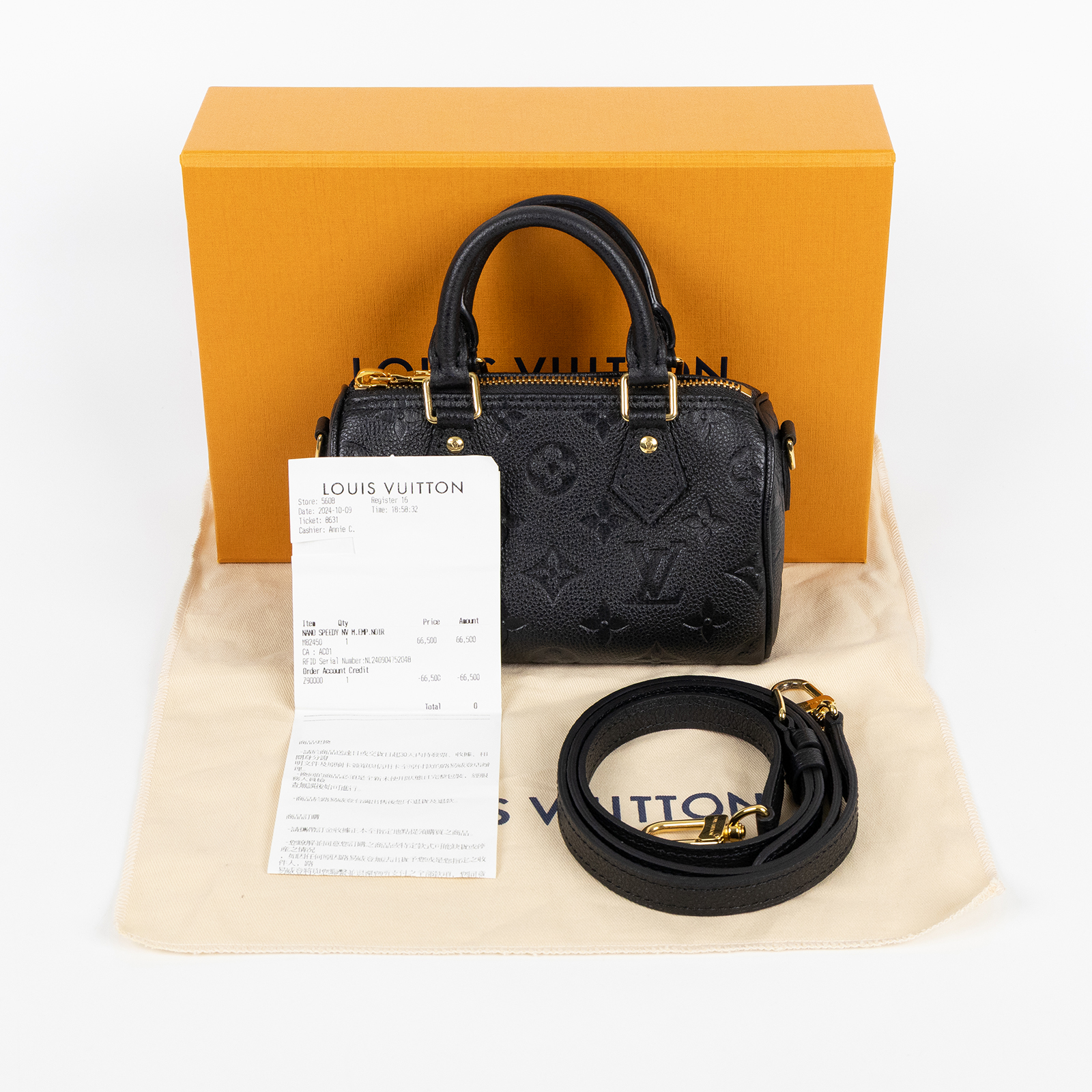 路易威登 LOUIS VUITTON Nano Speedy 壓花牛皮 迷你 鍊帶 波士頓包 M82450 晶片款  原廠盒子/防塵袋/購買證明/背帶