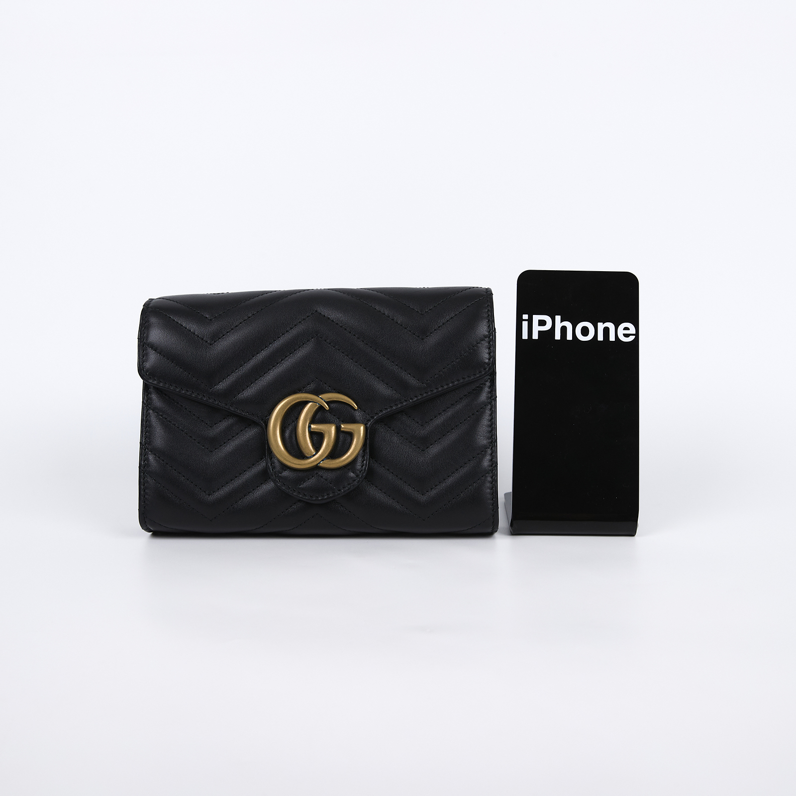 古馳 GUCCI GG Marmont 絎縫 迷你 肩背包 474575 DTD1T 黑MARMONT WOC 原廠盒子/防塵袋