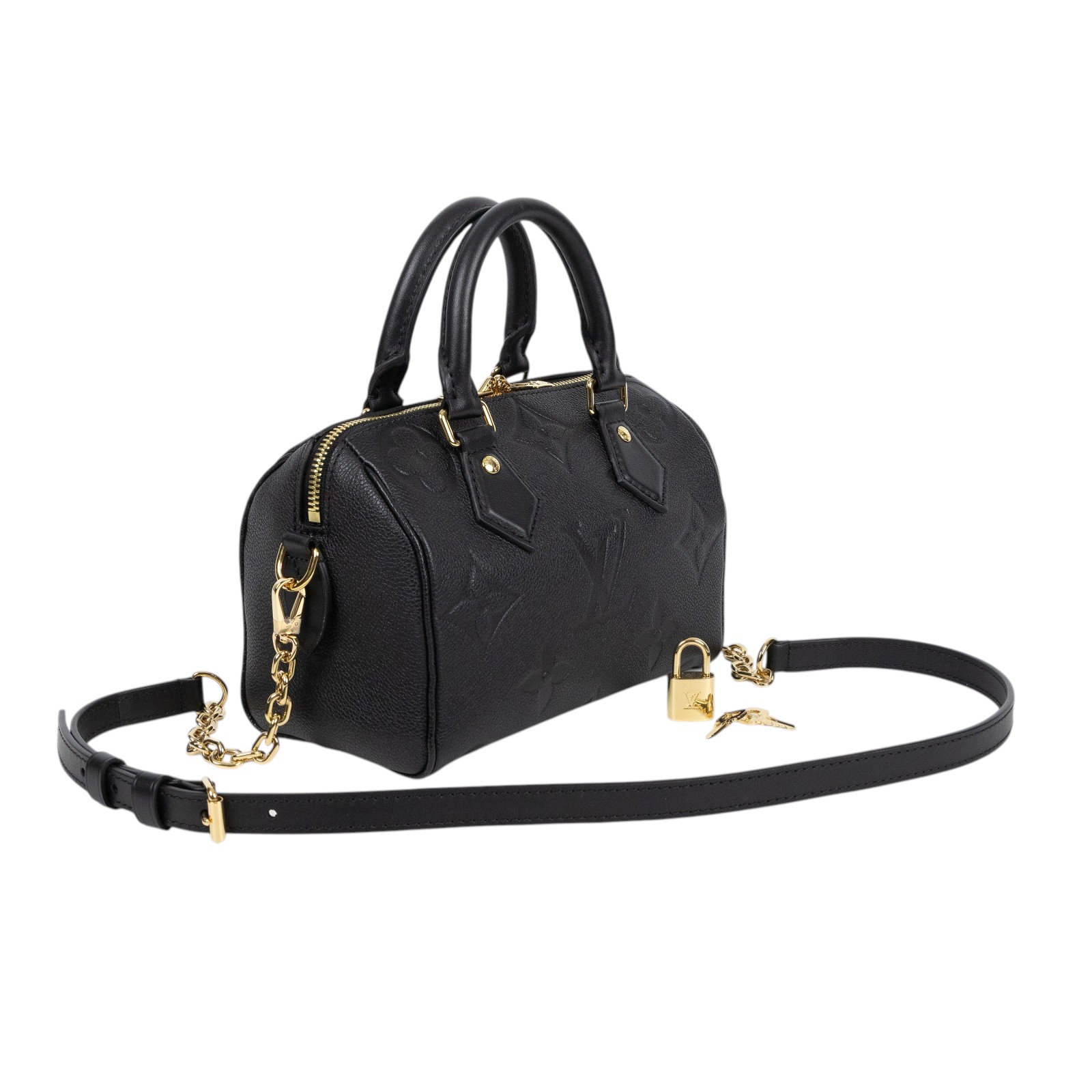 路易威登 LOUIS VUITTON Speedy Bandoulière  20 Noir 手提 斜背 波士頓包 M58953 晶片款  防塵袋/鎖組/背帶