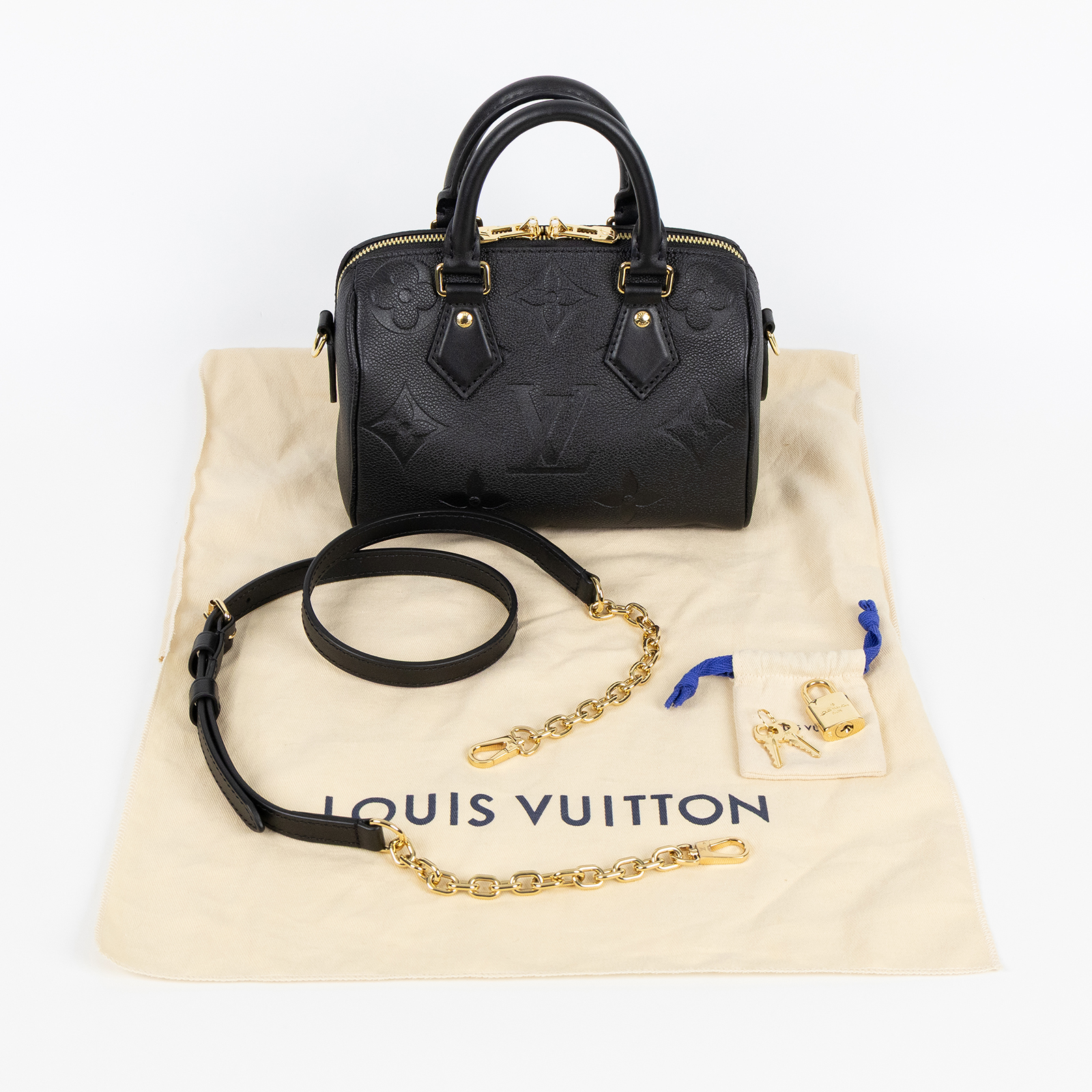 路易威登 LOUIS VUITTON Speedy Bandoulière  20 Noir 手提 斜背 波士頓包 M58953 晶片款  防塵袋/鎖組/背帶