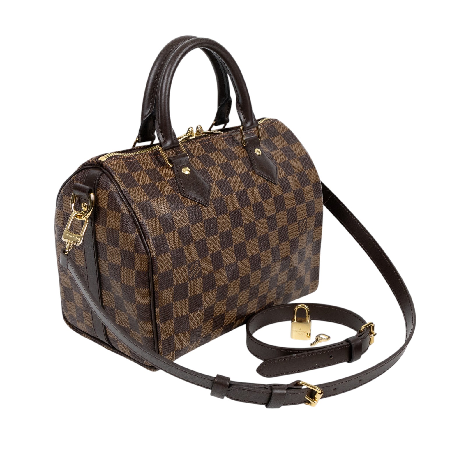 路易威登 LOUIS VUITTON Speedy Bandoulière 25  波士頓包 手提包 棕棋盤格 N40575 晶片款  原廠盒子/鎖組/背帶