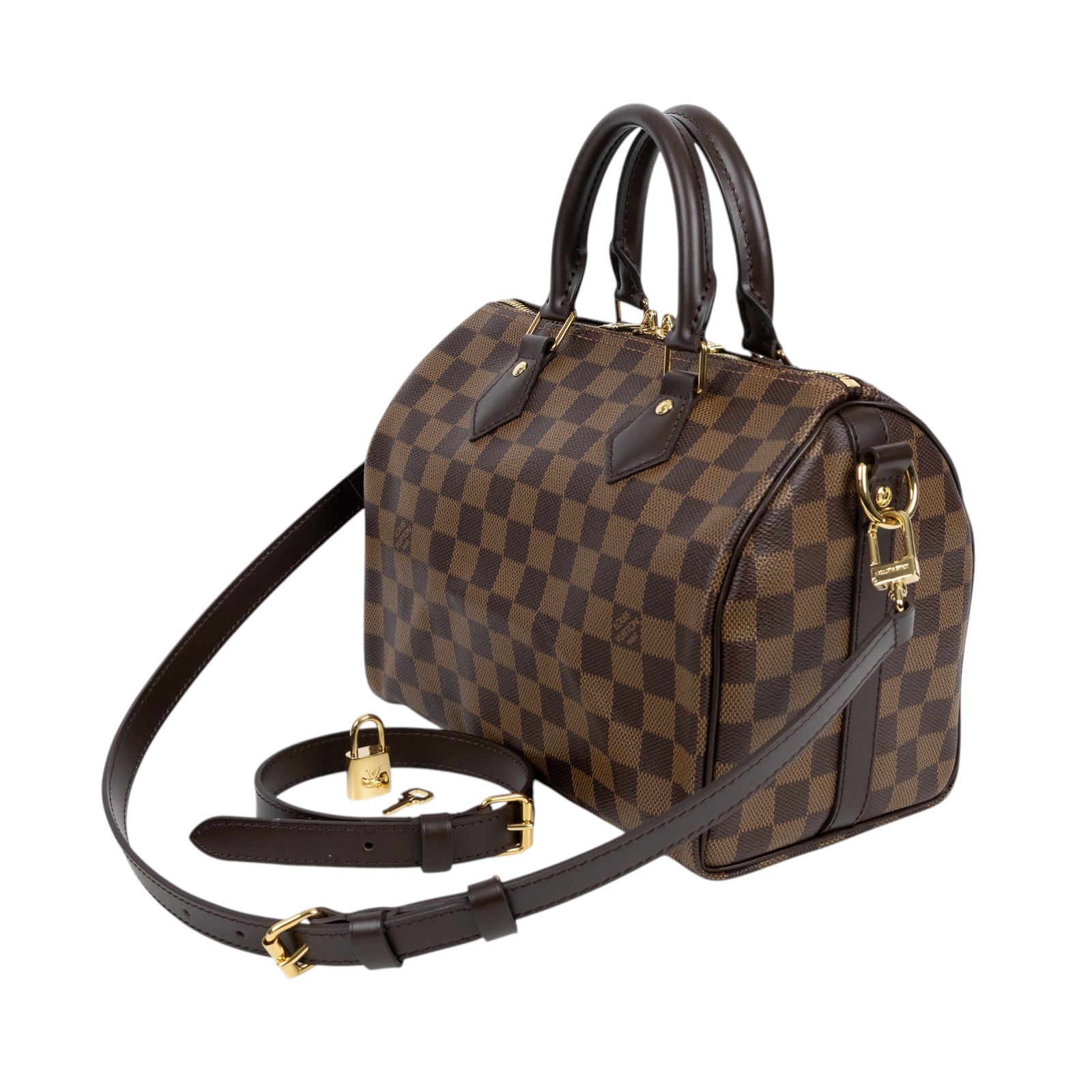 路易威登 LOUIS VUITTON Speedy Bandoulière 25  波士頓包 手提包 棕棋盤格 N40575 晶片款  原廠盒子/鎖組/背帶