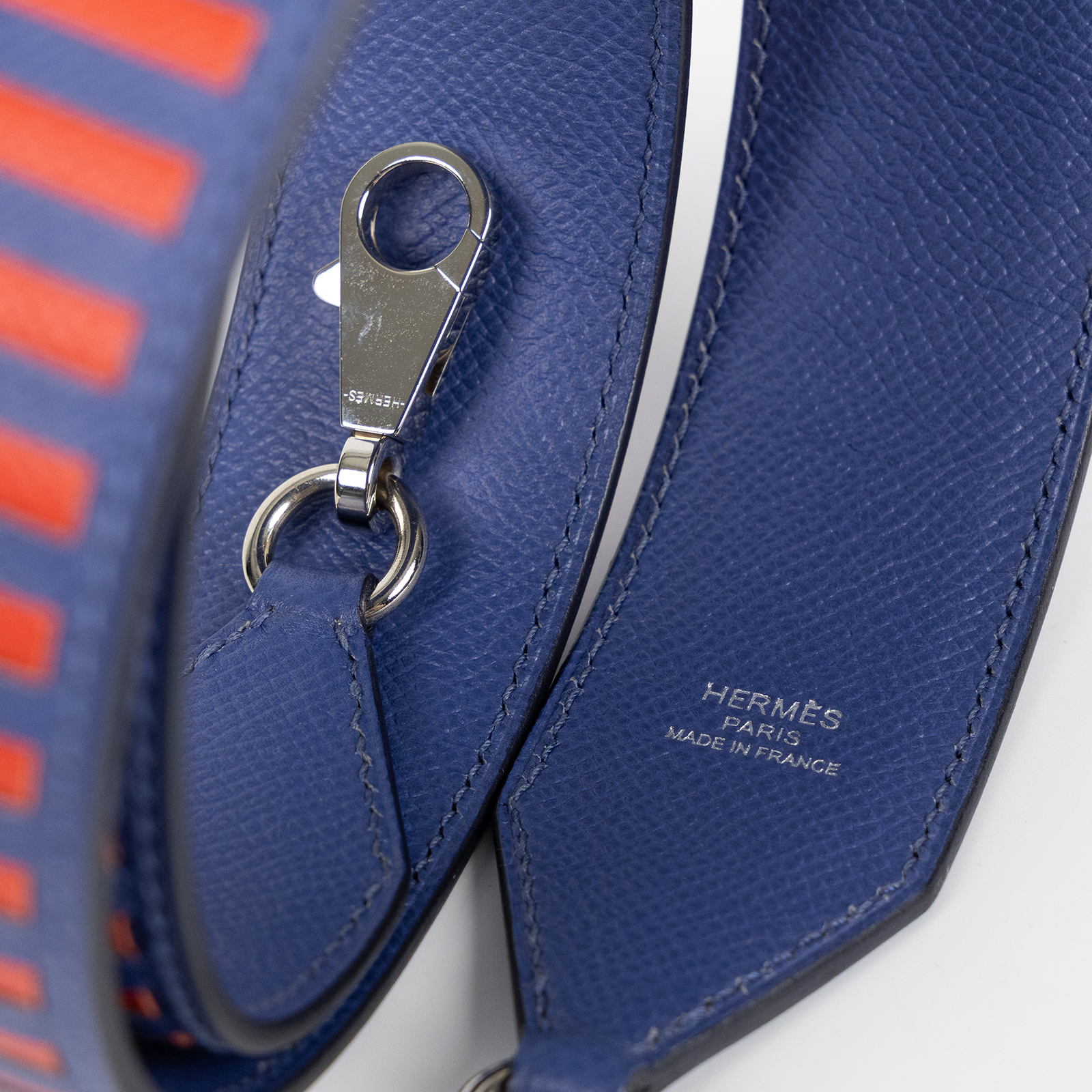 愛馬仕 Hermes Bandouliere 肩帶  C 藍底編織背帶 防塵袋