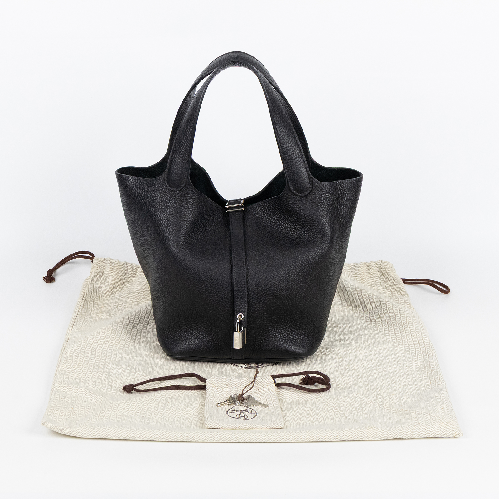 愛馬仕 Hermes Picotin Lock 22 菜籃子包 PT22 C 黑銀PICOTIN22 防塵袋/鎖組