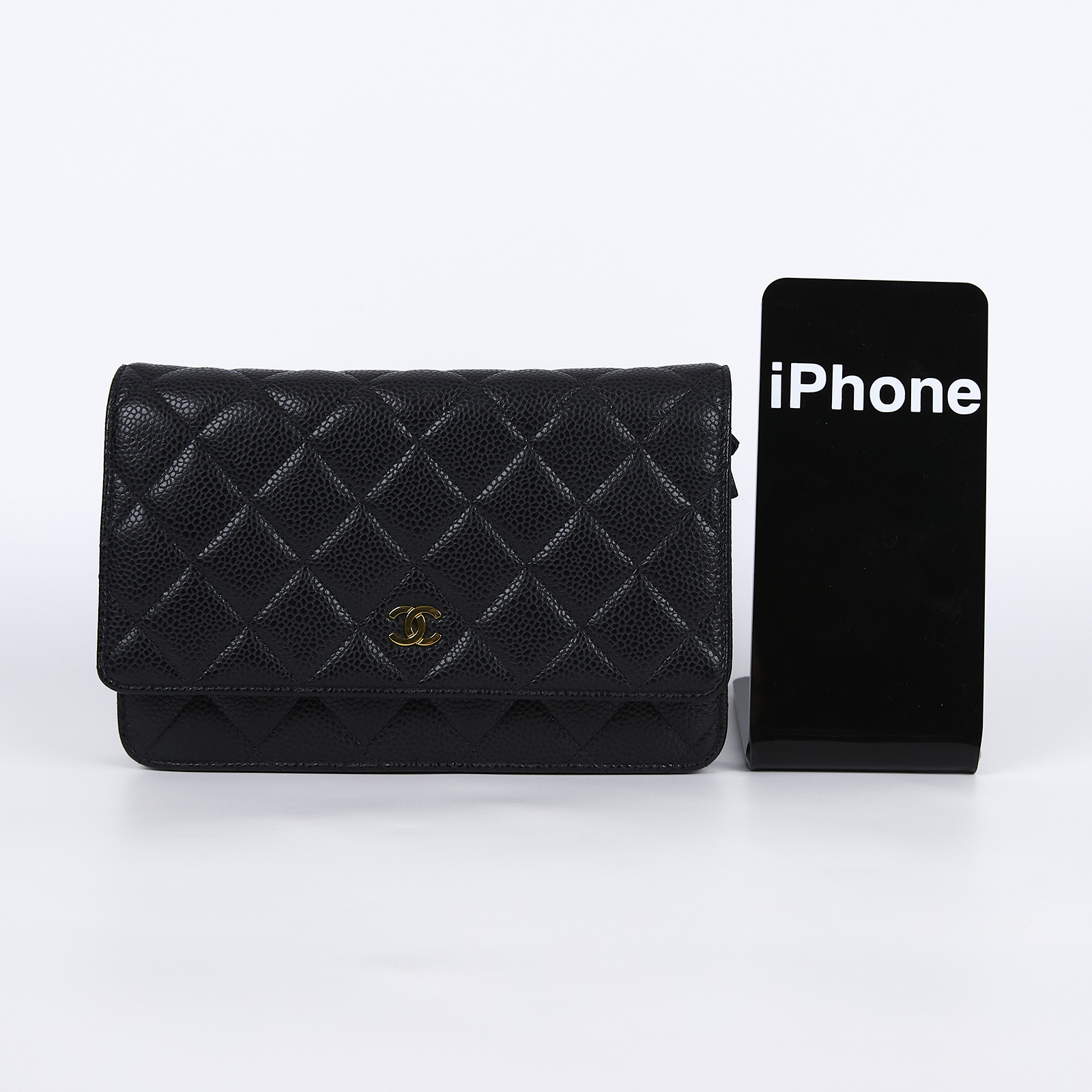 香奈兒 CHANEL 經典鏈子皮夾 菱格紋 CC LOGO AP0250 16開黑荔枝WOC 原廠盒子/保證卡