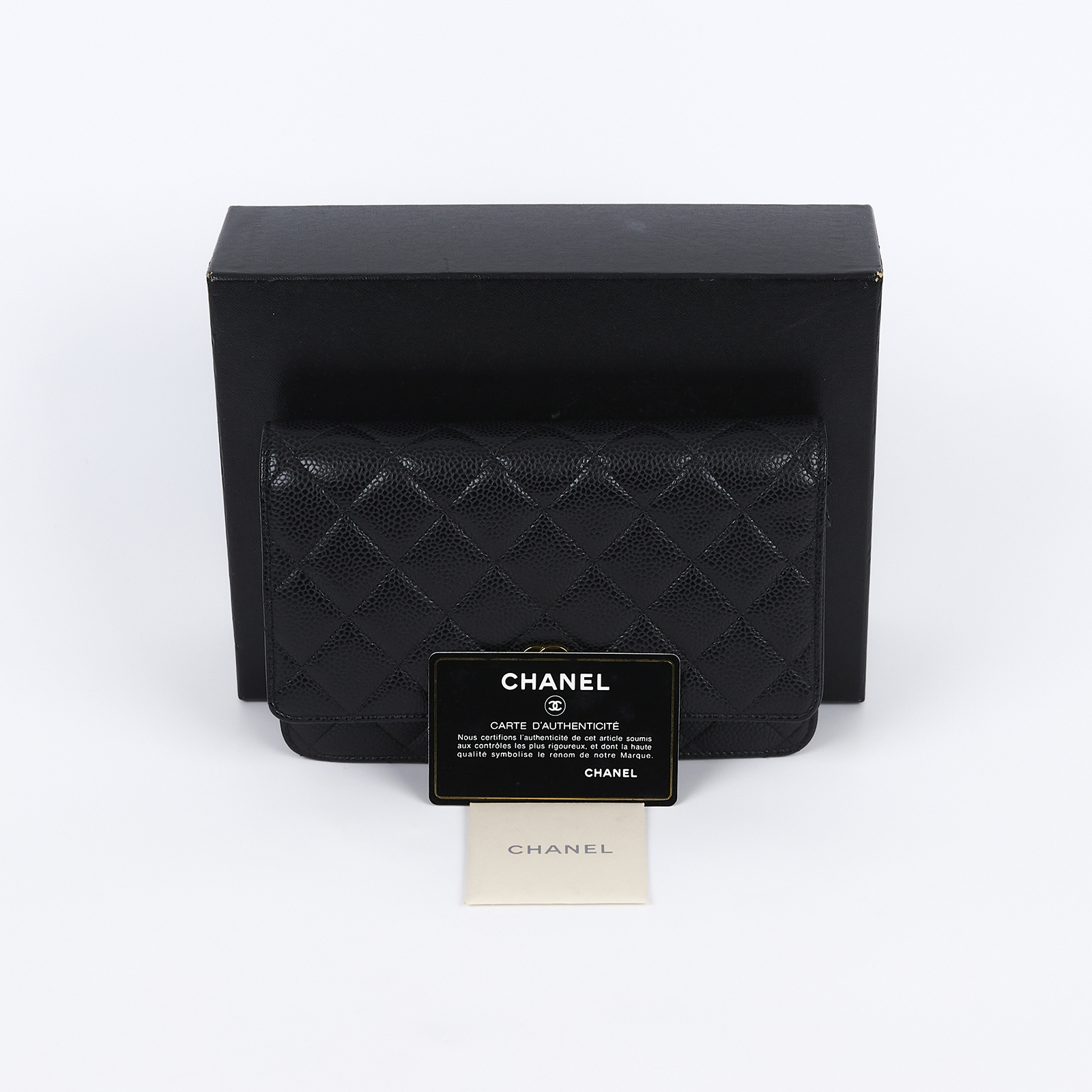 香奈兒 CHANEL 經典鏈子皮夾 菱格紋 CC LOGO AP0250 16開黑荔枝WOC 原廠盒子/保證卡