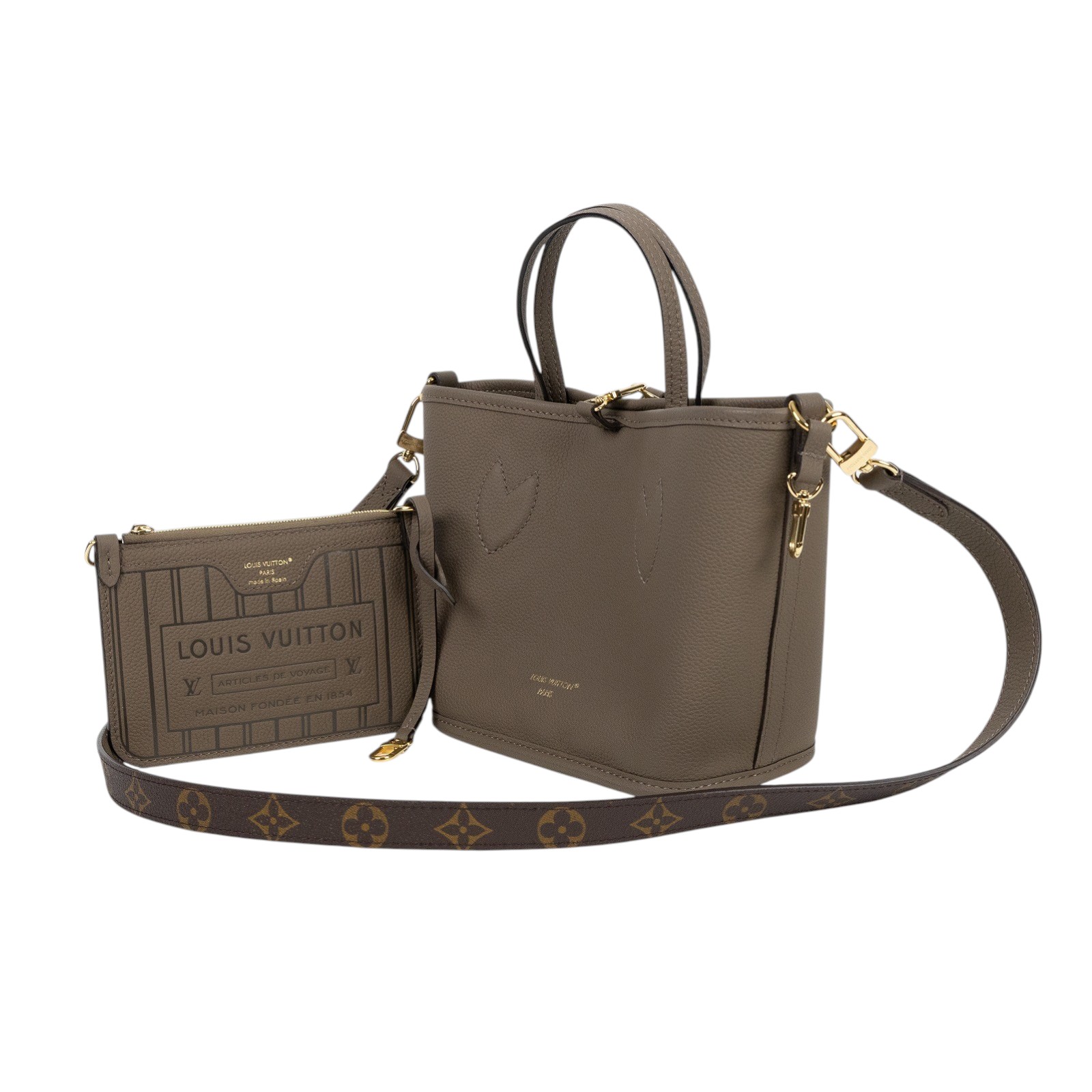 路易威登 LOUIS VUITTON Neverfull Bandoulière Inside Out BB 托特包 M28349 晶片款  原廠盒子/防塵袋/背帶