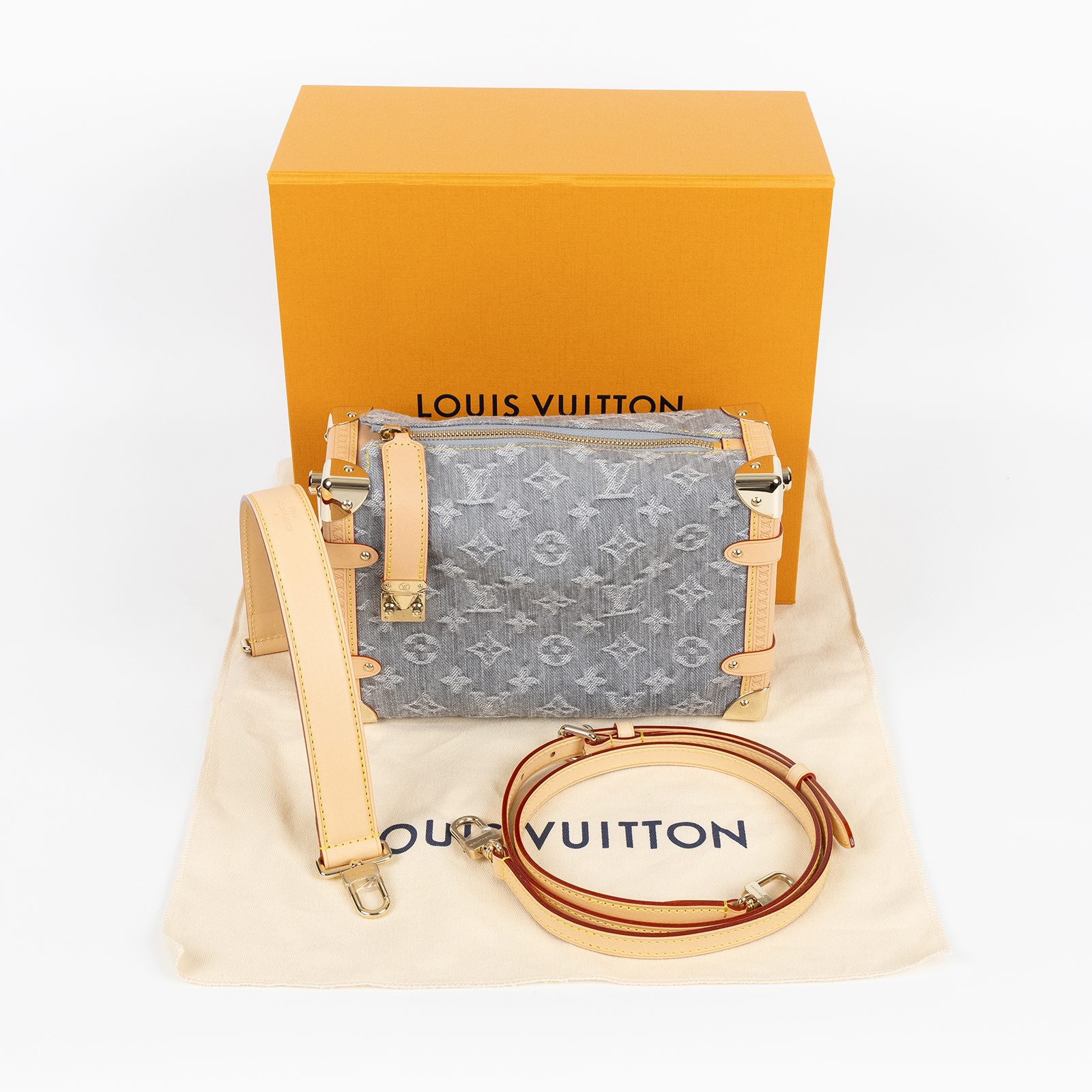 路易威登 LOUIS VUITTON Side Trunk MM 手提包 肩背包 M13285 晶片款 灰丹寧SIDE TRUNK MM 原廠盒子/防塵袋/背帶