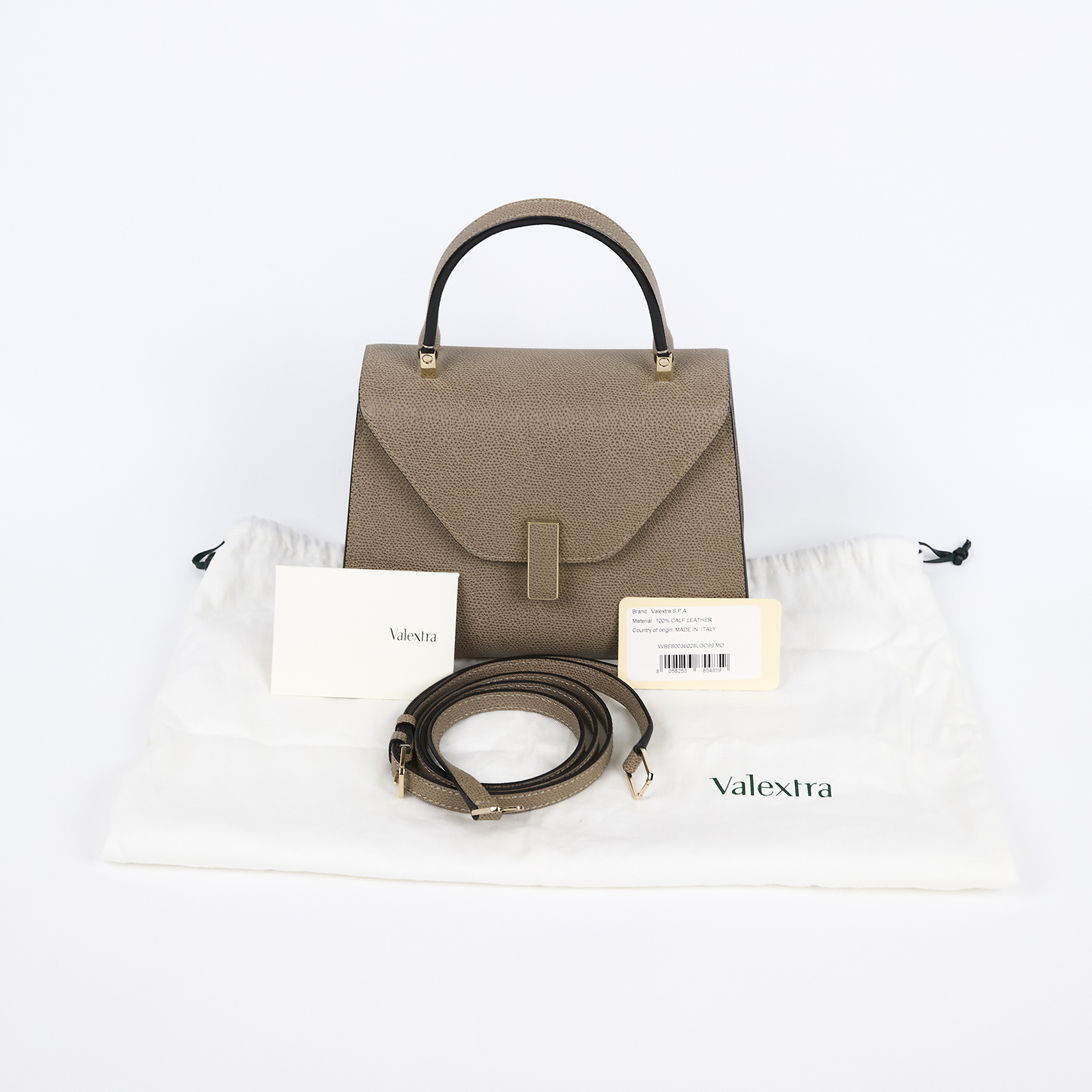 萬萊斯特 VALEXTRA Iside Top handle mini 手提包 WBES0036028LOC99 咖灰ISIDE MINI 防塵袋