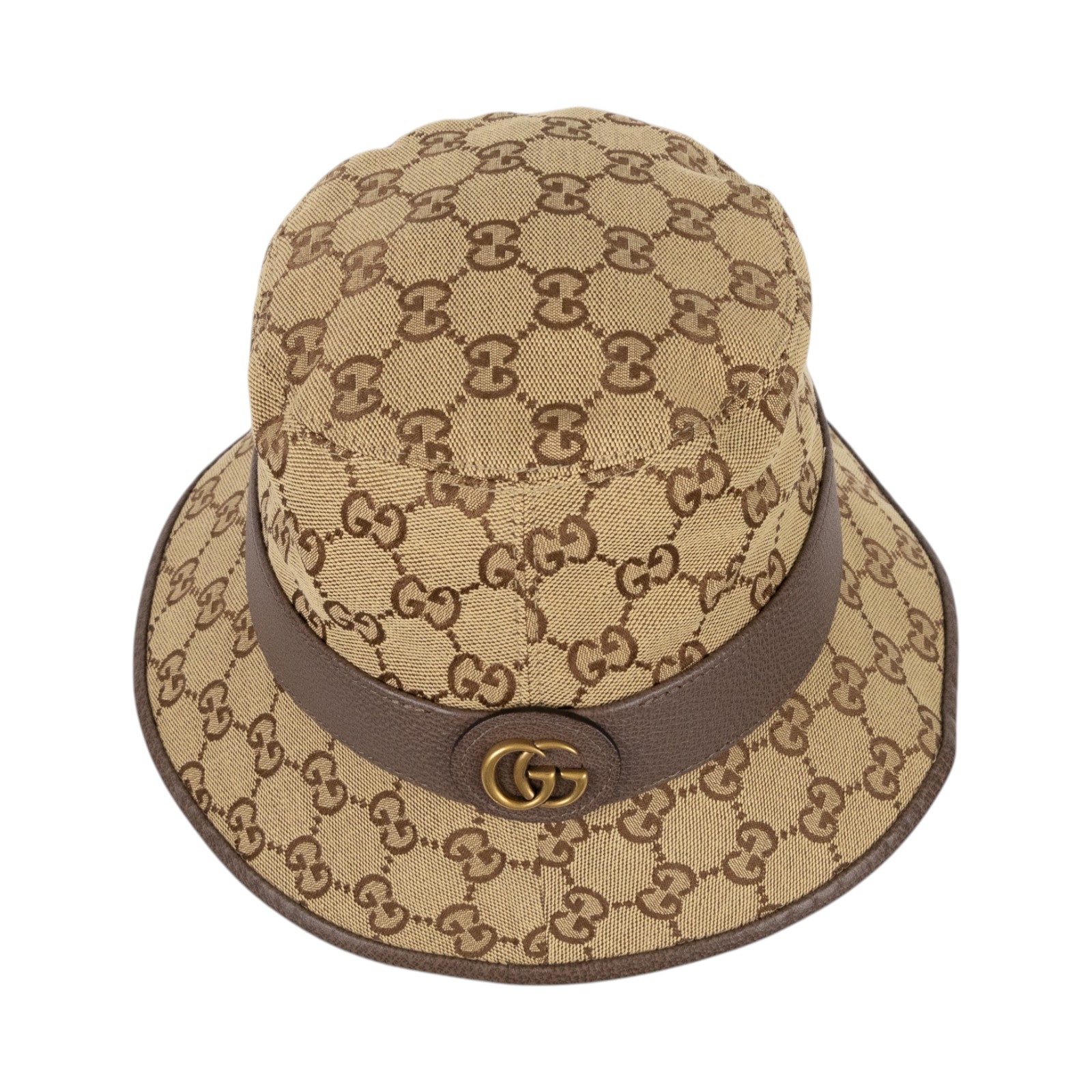 古馳 GUCCI GG 漁夫帽 576587  4HG62_S 棕帆布GG漁夫帽 #S 防塵袋