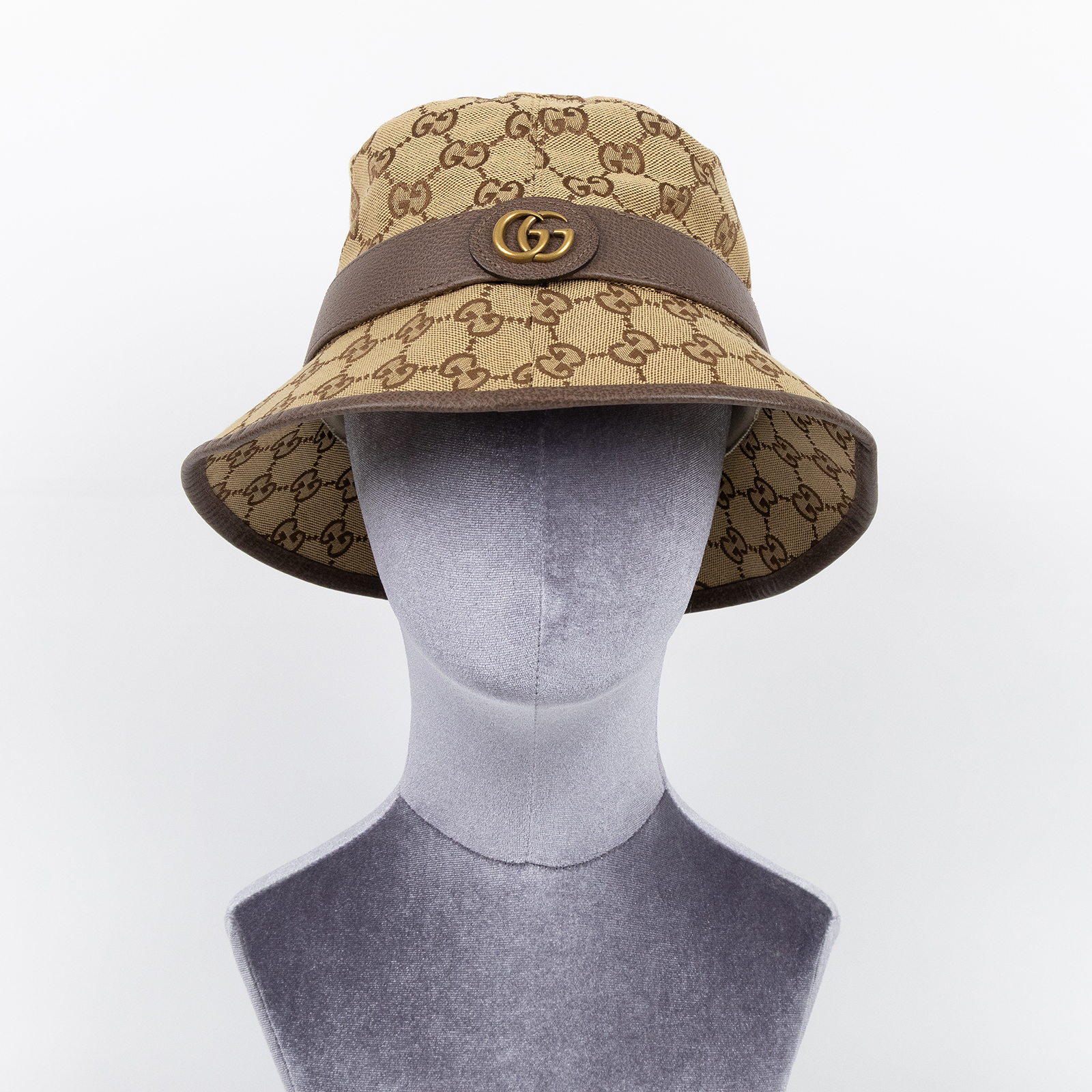 古馳 GUCCI GG 漁夫帽 576587  4HG62_S 棕帆布GG漁夫帽 #S 防塵袋