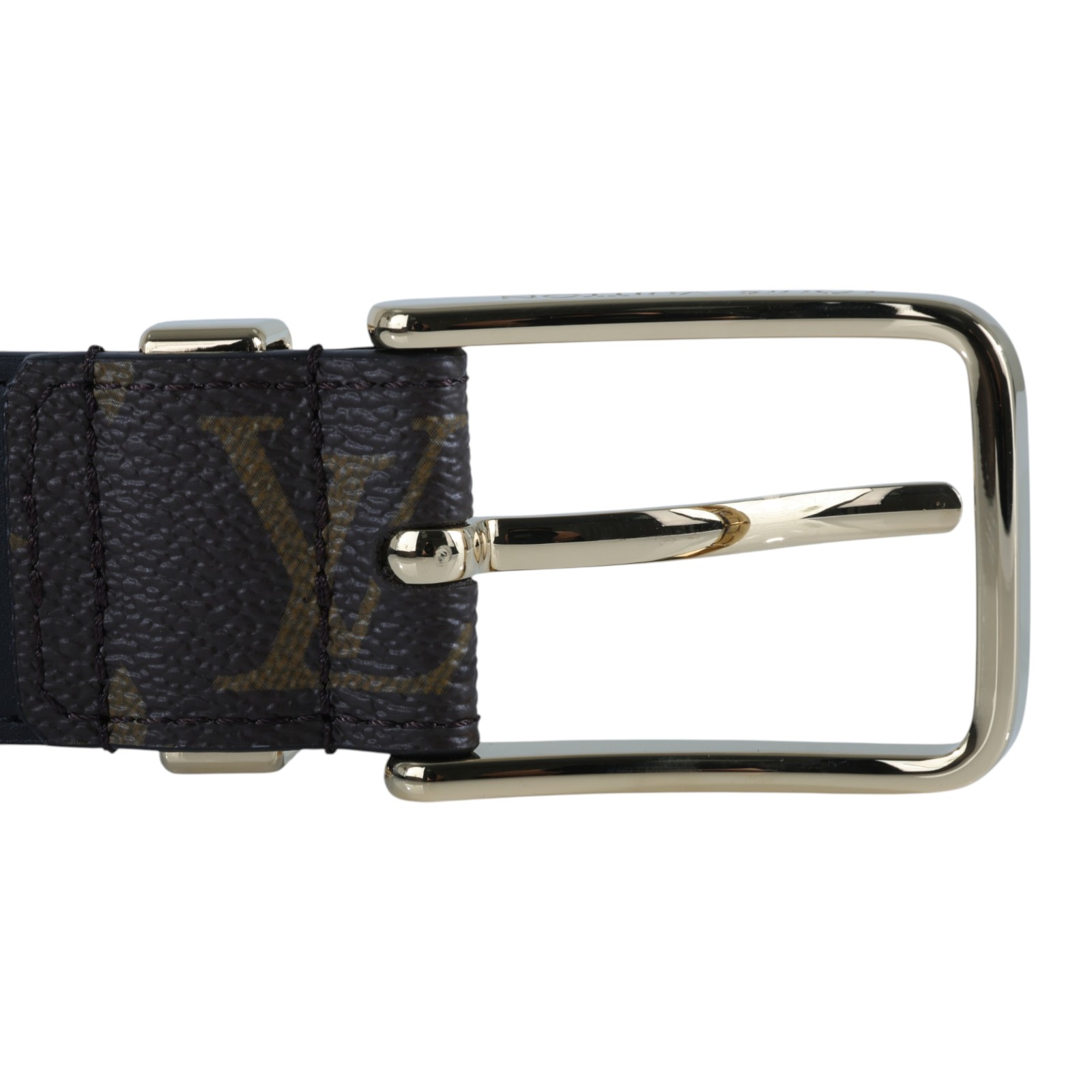 路易威登 LOUIS VUITTON Pont Neuf Monogram 35毫米 雙面皮帶 M4584T 原花金釦皮帶 #95 無附屬品