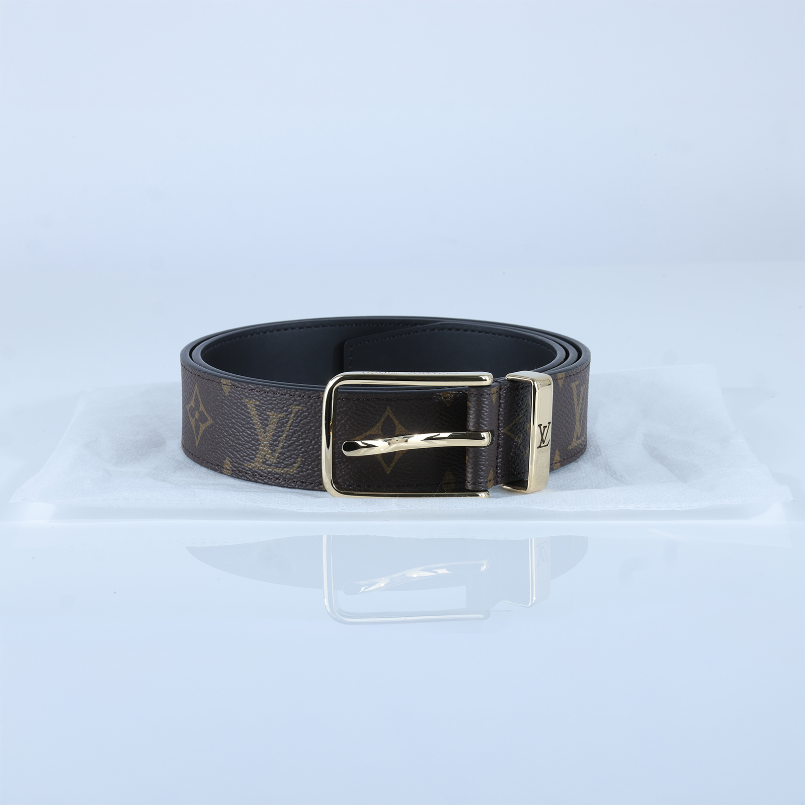 路易威登 LOUIS VUITTON Pont Neuf Monogram 35毫米 雙面皮帶 M4584T 原花金釦皮帶 #95 無附屬品