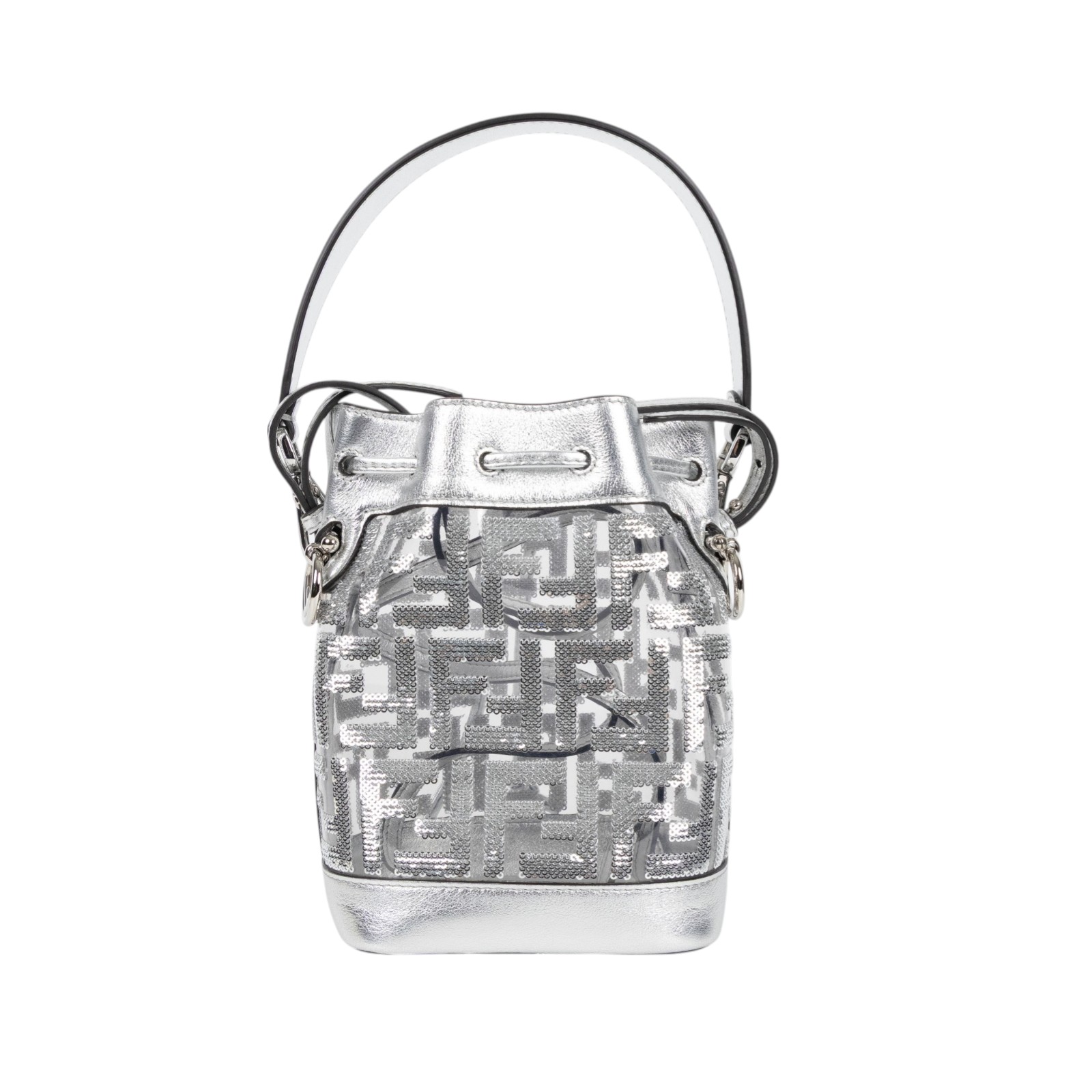 芬迪 FENDI Mon Tresor 迷你 手袋 8BS010AAFW 銀亮片FF水桶包 防塵袋