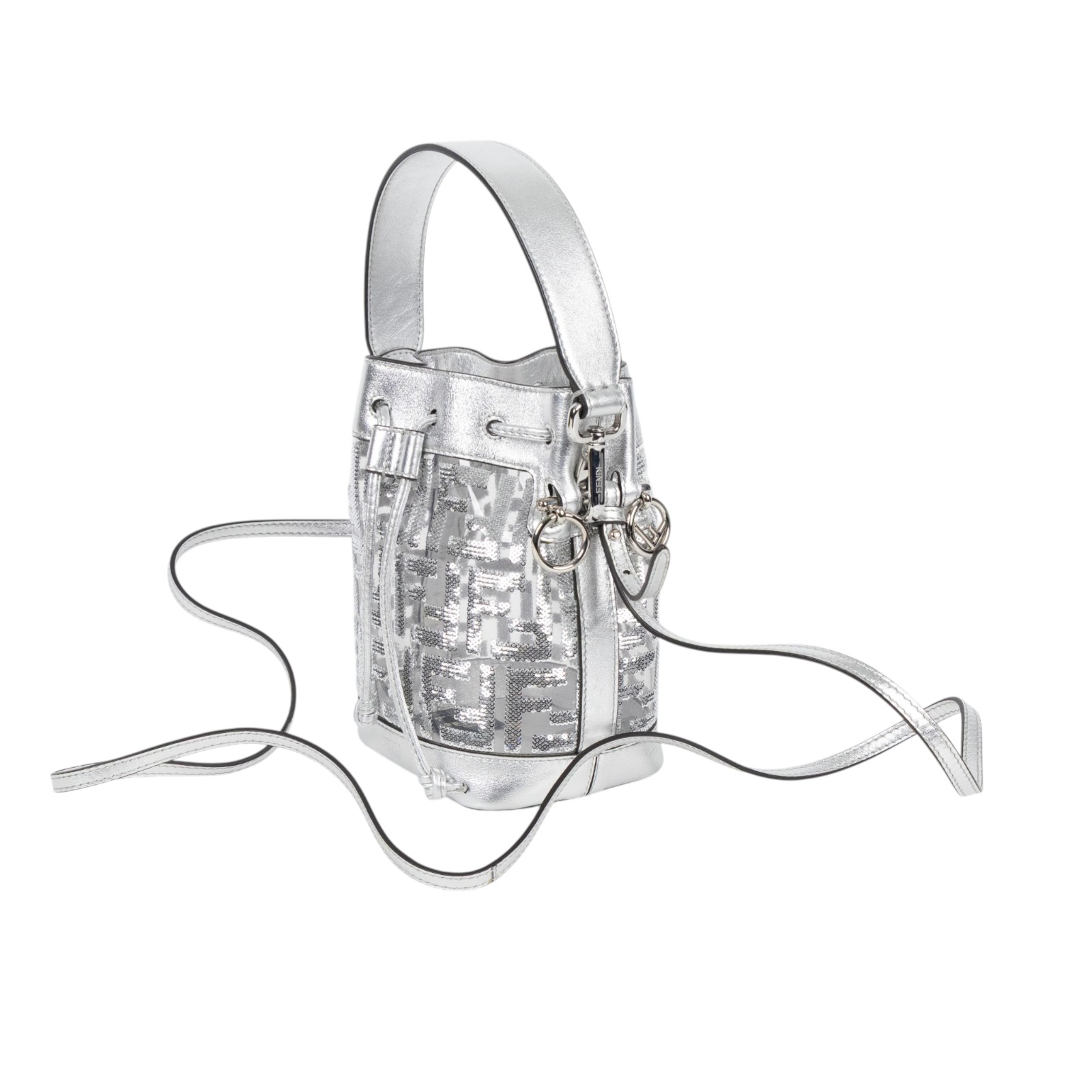 芬迪 FENDI Mon Tresor 迷你 手袋 8BS010AAFW 銀亮片FF水桶包 防塵袋