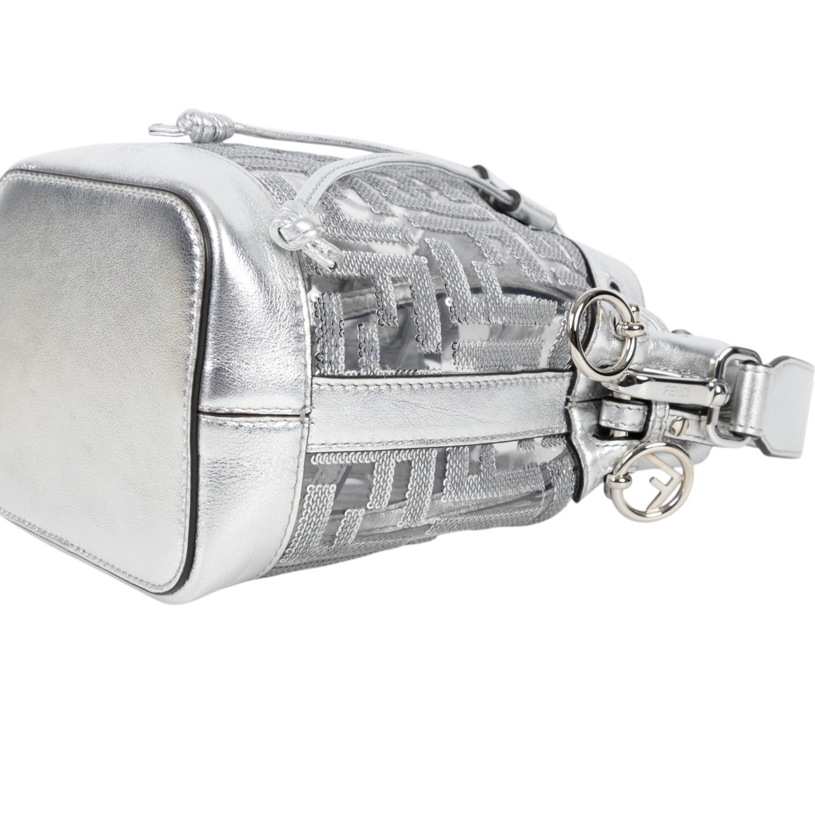 芬迪 FENDI Mon Tresor 迷你 手袋 8BS010AAFW 銀亮片FF水桶包 防塵袋