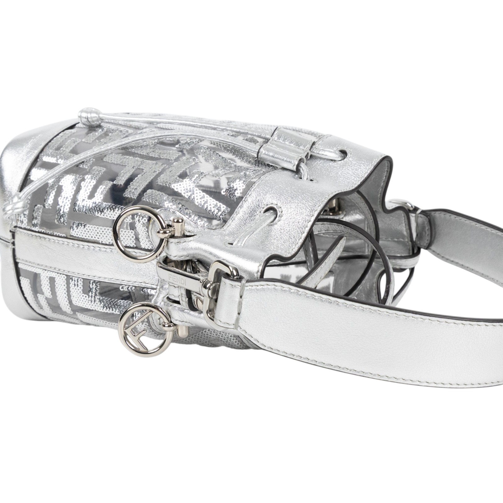 芬迪 FENDI Mon Tresor 迷你 手袋 8BS010AAFW 銀亮片FF水桶包 防塵袋