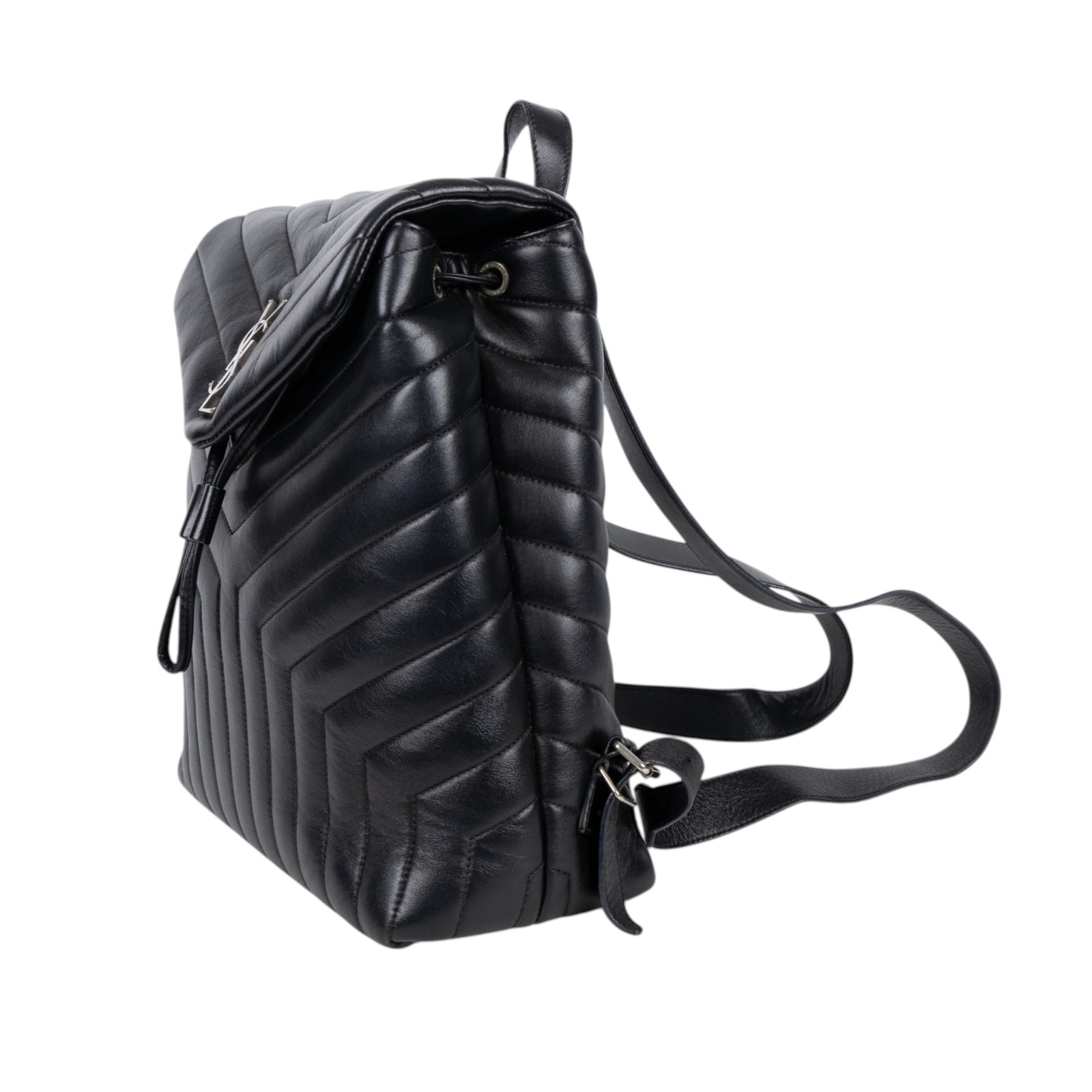 聖羅蘭 YSL SAINT LAURENT LouLou 後背包 中型 銀色五金 487219DV726 黑LOULOU後背包 防塵袋