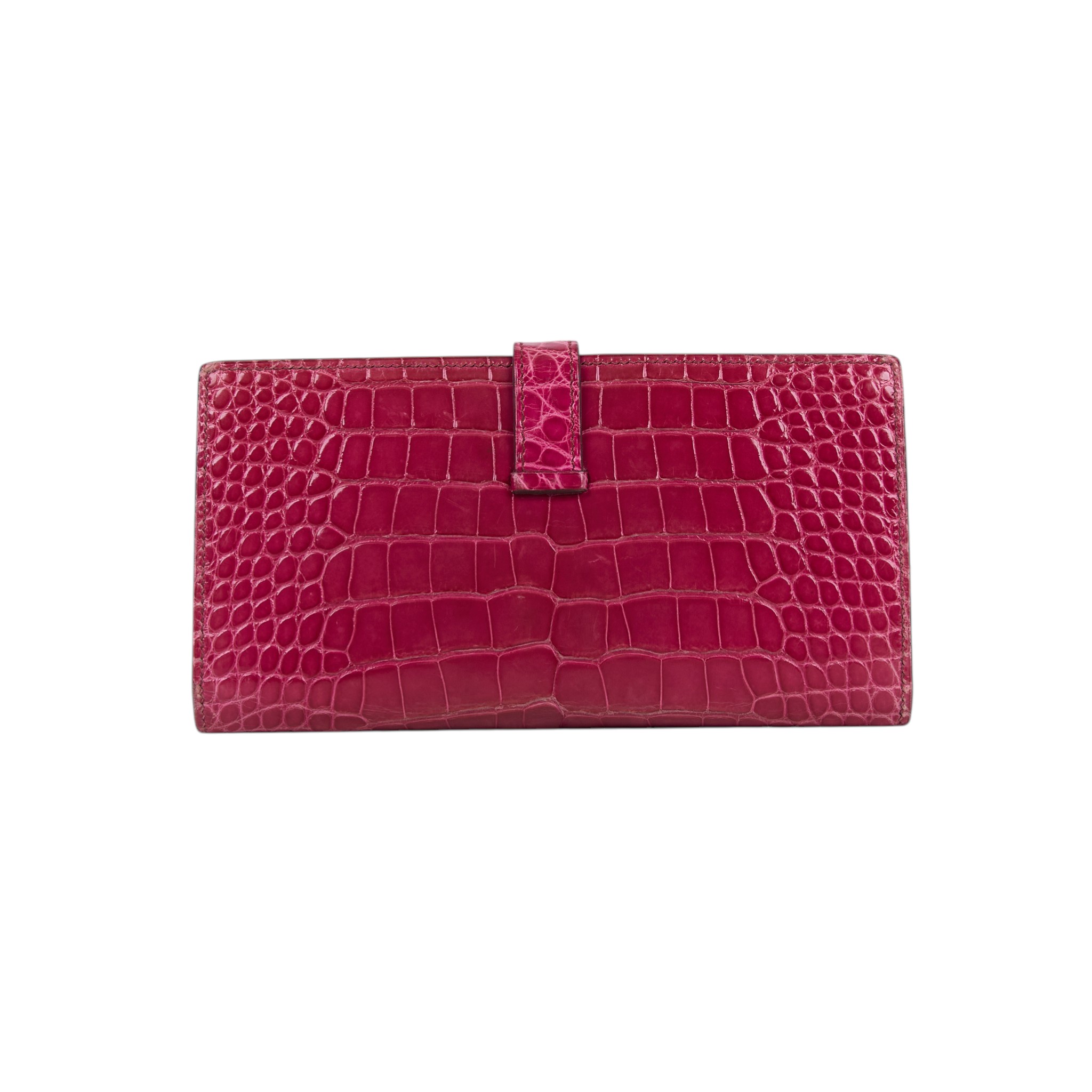 愛馬仕 Hermes Bearn Soufflet 長夾 銀色五金 桃紅色 H047208CK5J /口M刻 FUCHSIA鱷魚皮BEARN長夾 原廠盒子