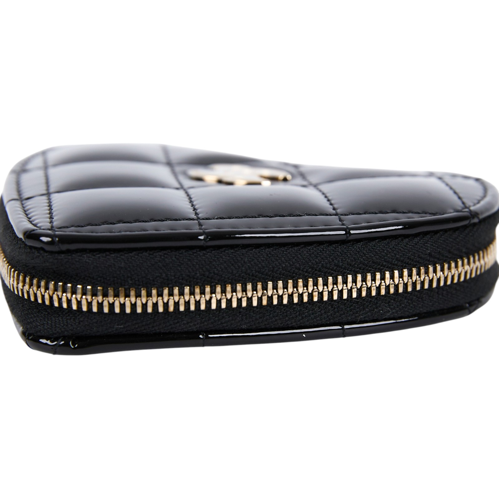 香奈兒 CHANEL CC LOGO 漆面 零錢包 錢包 掛飾  晶片款 黑漆皮愛心零錢包 原廠盒子/防塵袋