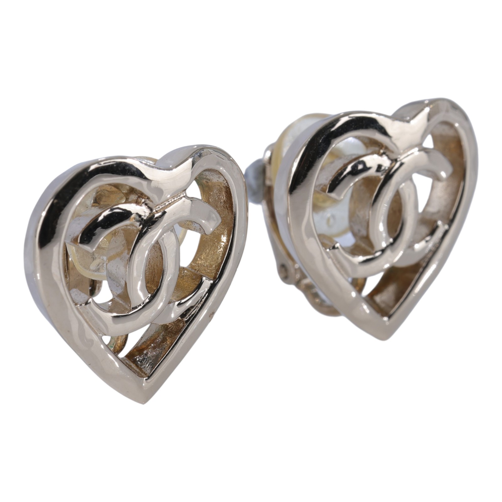 香奈兒 CHANEL CC LOGO  耳環 B22P 愛心雙C夾式耳環 原廠盒子