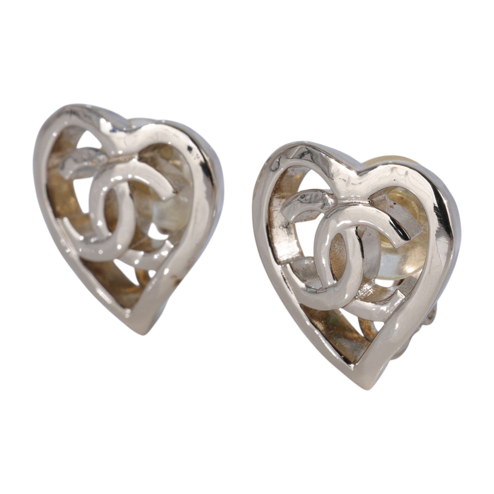 香奈兒 CHANEL CC LOGO  耳環 B22P 愛心雙C夾式耳環 原廠盒子