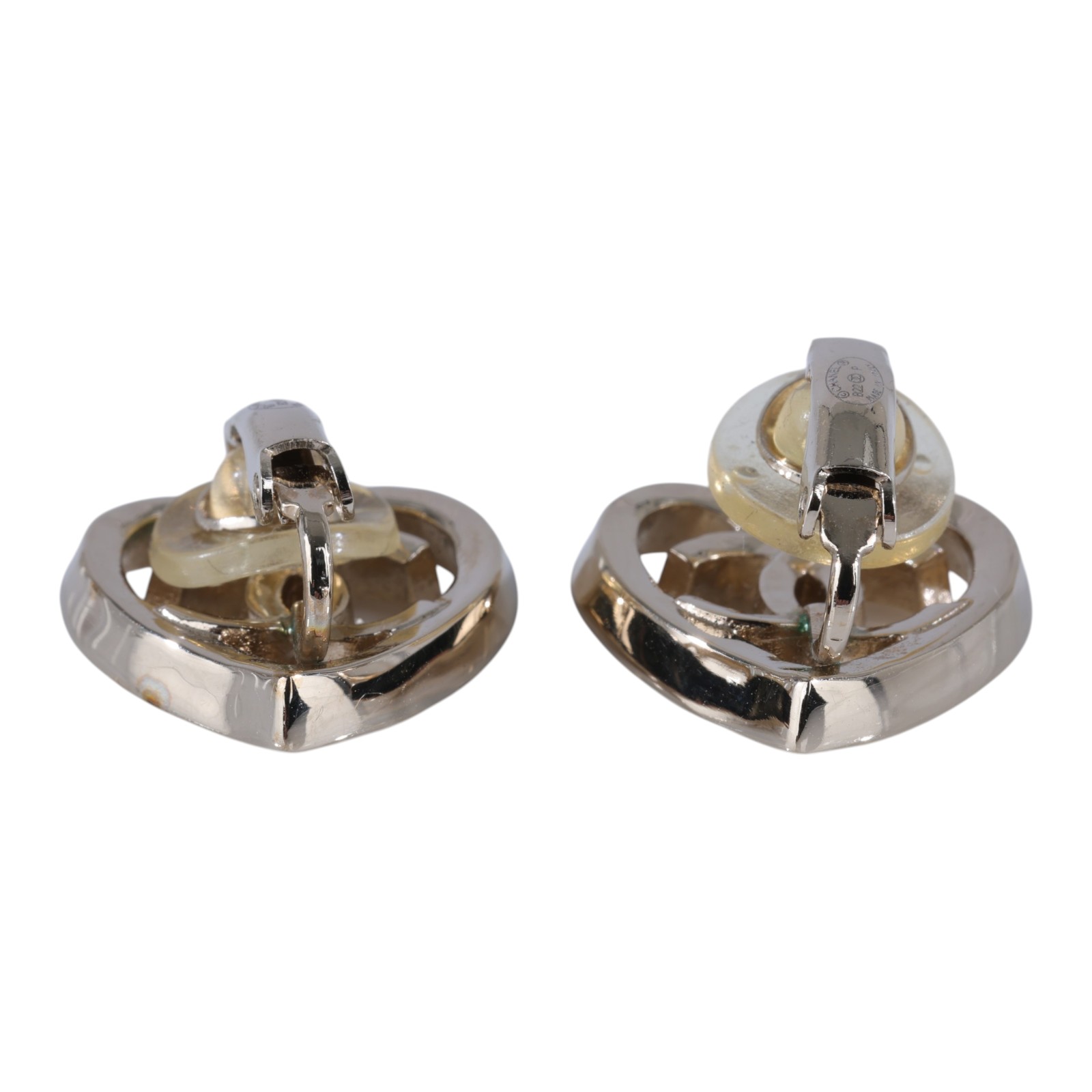 香奈兒 CHANEL CC LOGO  耳環 B22P 愛心雙C夾式耳環 原廠盒子