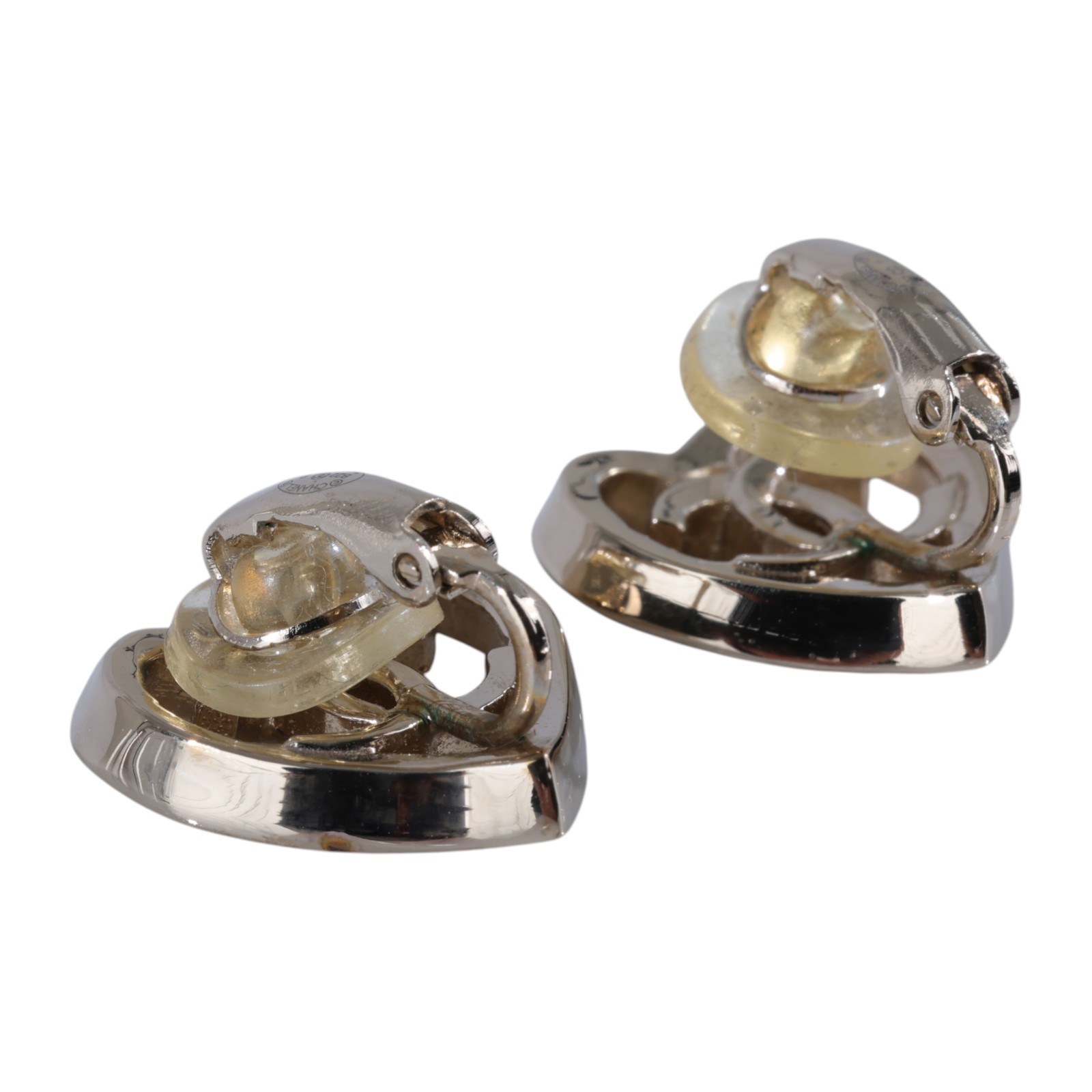 香奈兒 CHANEL CC LOGO  耳環 B22P 愛心雙C夾式耳環 原廠盒子