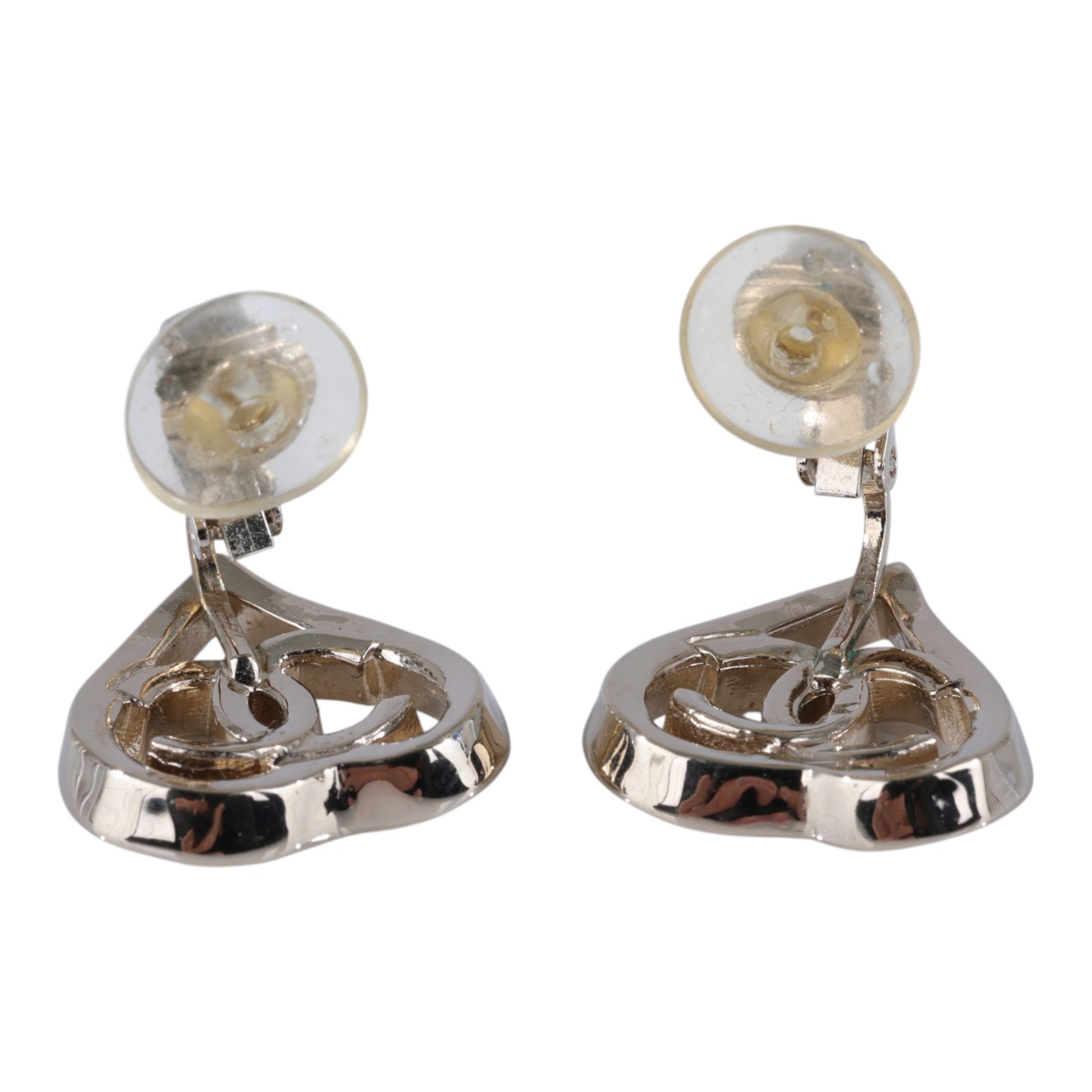 香奈兒 CHANEL CC LOGO  耳環 B22P 愛心雙C夾式耳環 原廠盒子