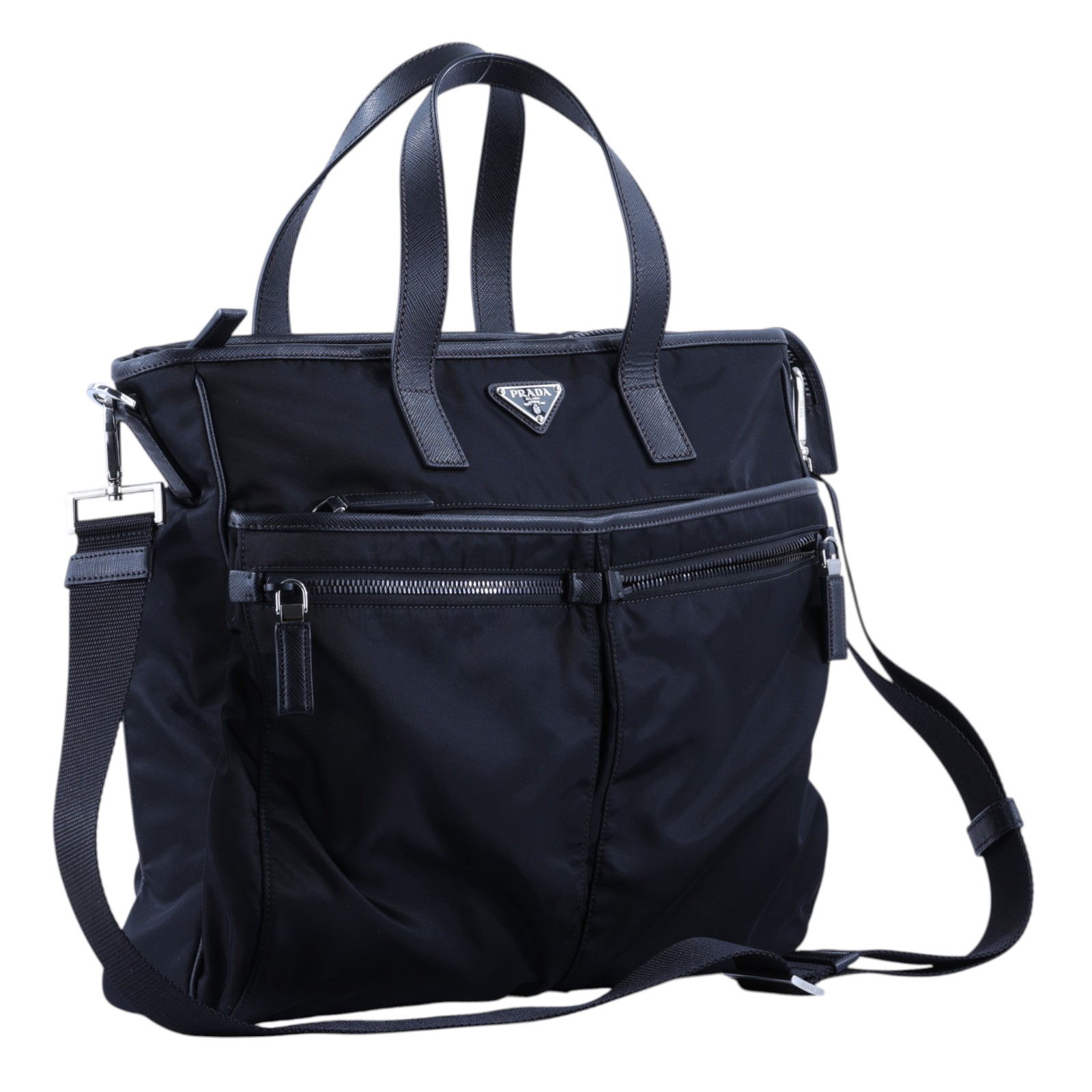 普拉達 PRADA Re-Nylon 公事包 2VG860_2DMH 黑尼龍公事包 防塵袋/背帶