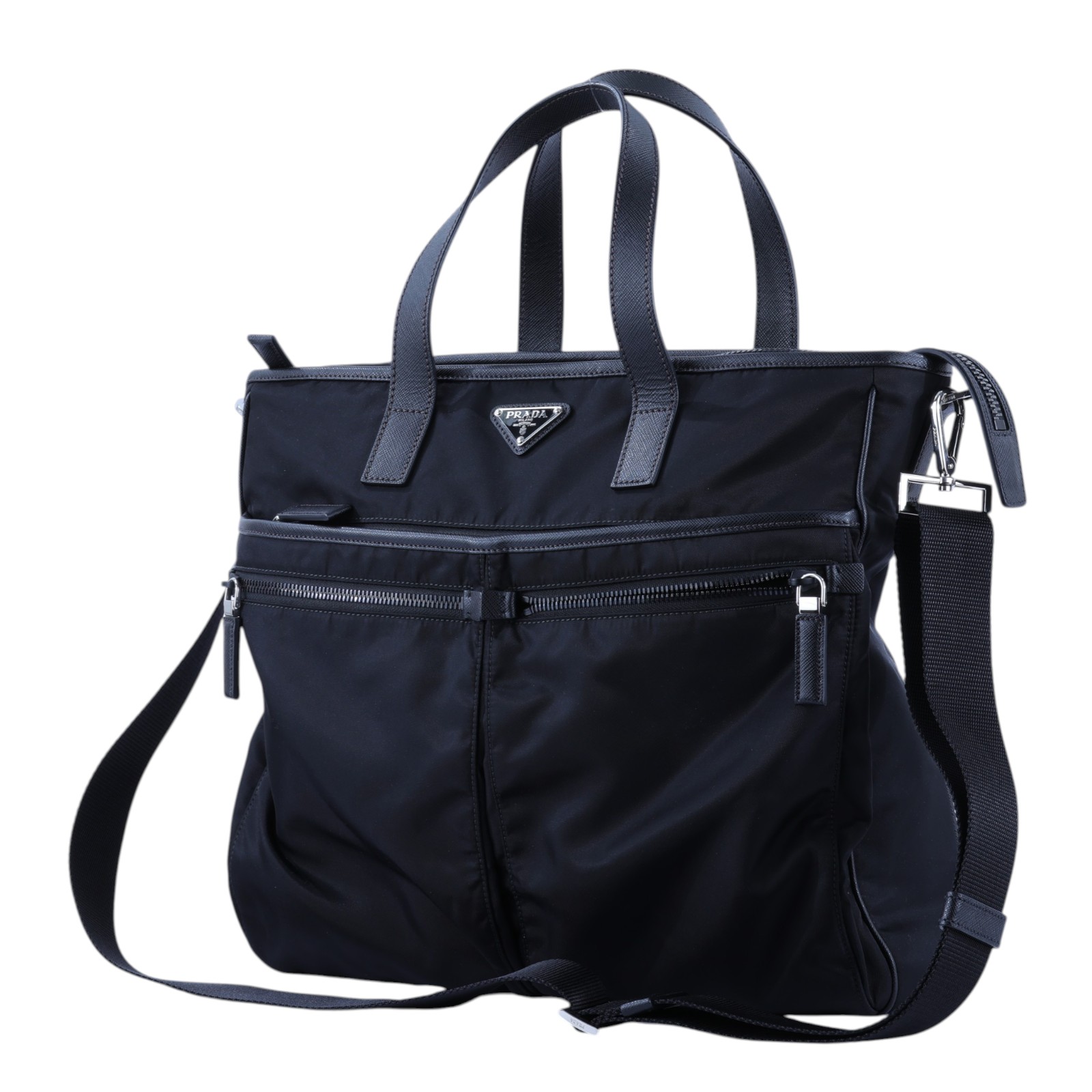 普拉達 PRADA Re-Nylon 公事包 2VG860_2DMH 黑尼龍公事包 防塵袋/背帶