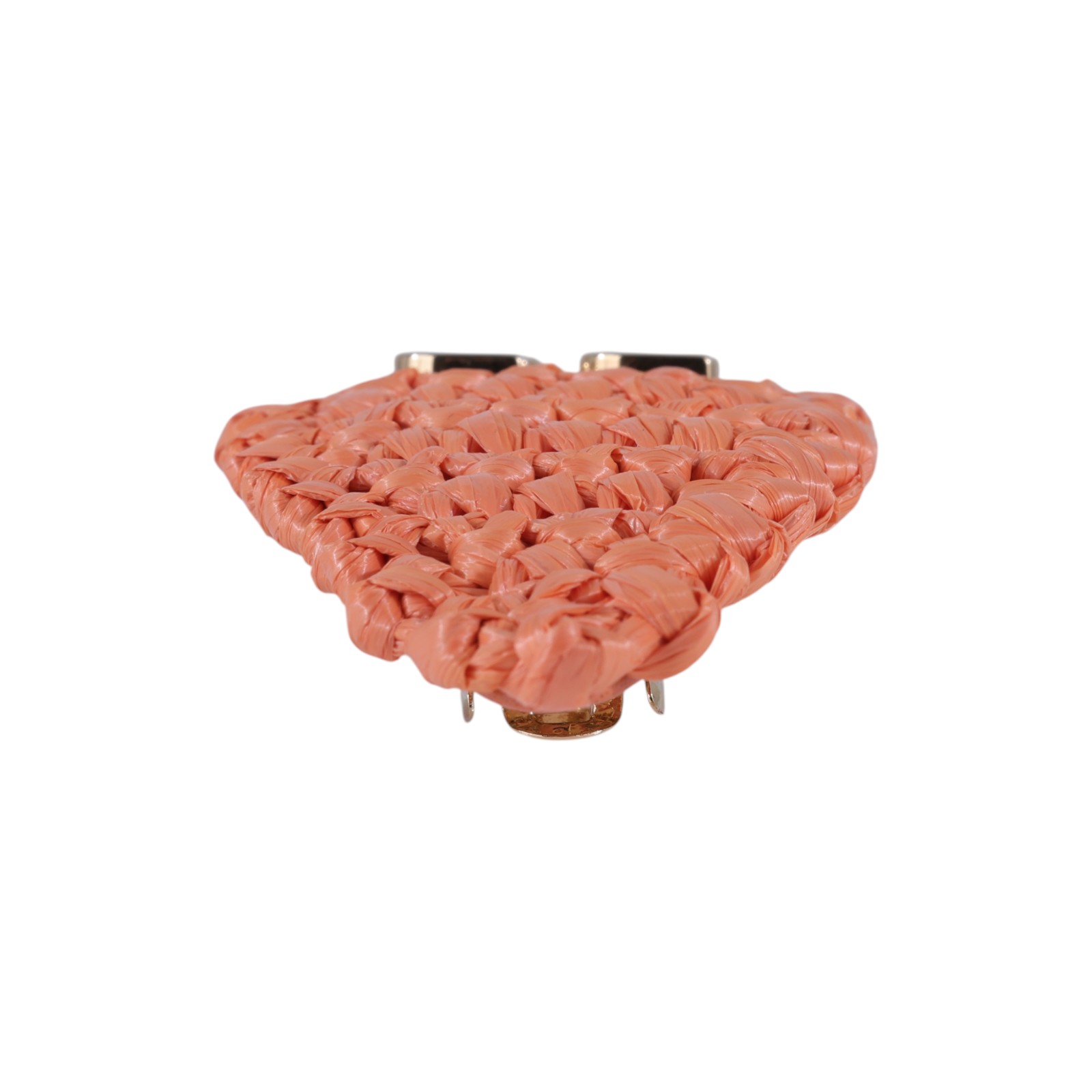 繆繆 MIU MIU 拉菲草 髮夾 5IF092_2F73 橘編織髮夾 原廠盒子