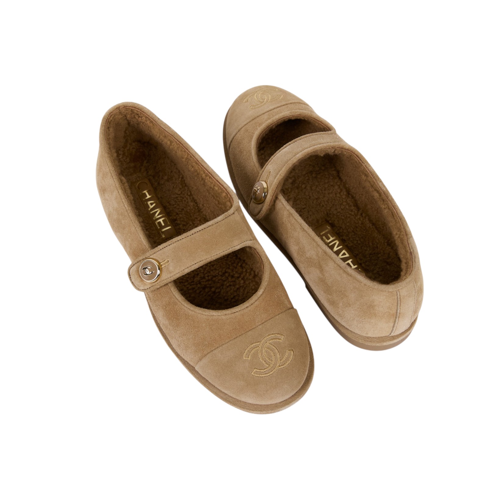 香奈兒 CHANEL 瑪莉珍鞋 平底鞋 G46759 B21839_38 駝色瑪莉珍鞋#38C 原廠盒子/防塵袋/購買證明影本