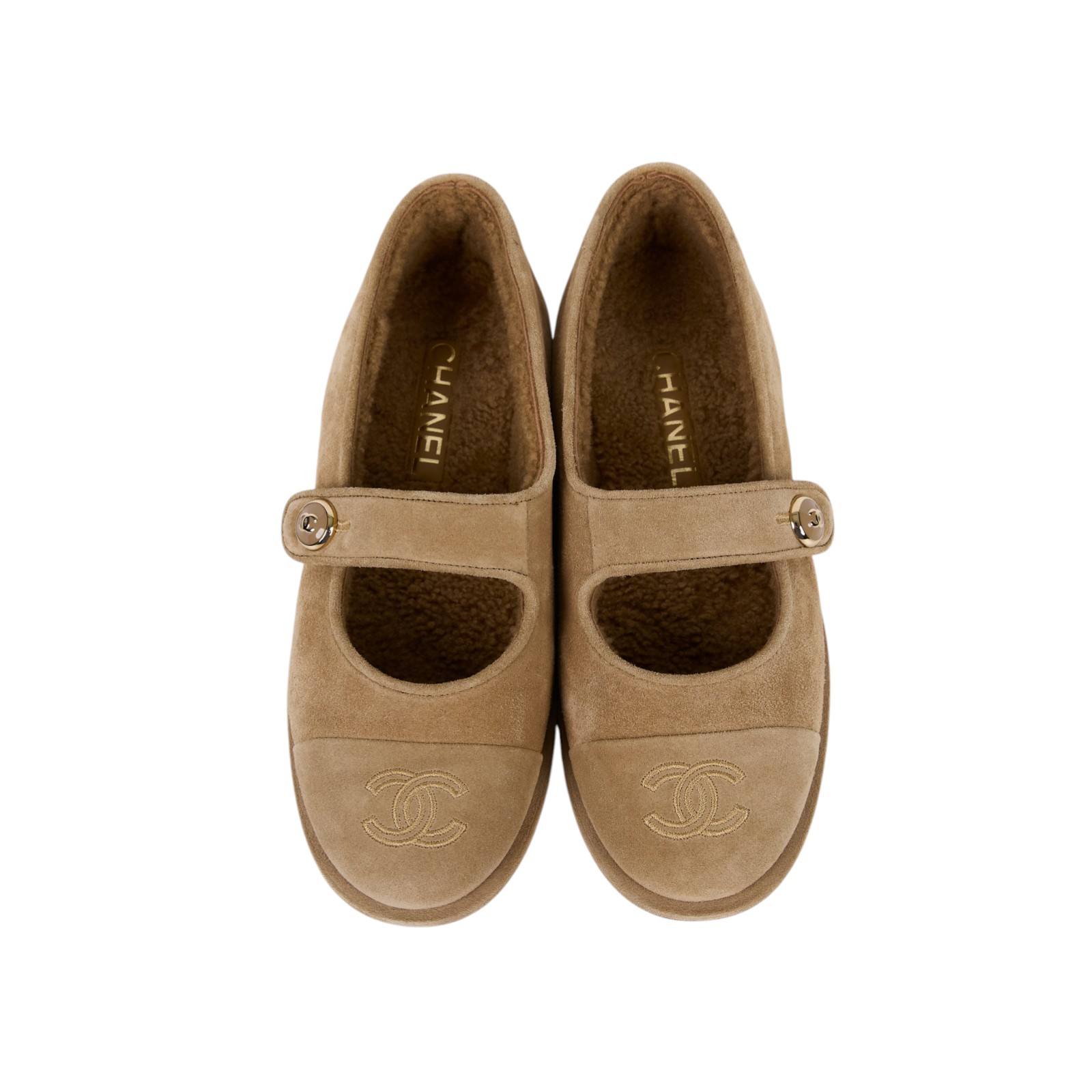 香奈兒 CHANEL 瑪莉珍鞋 平底鞋 G46759 B21839_38 駝色瑪莉珍鞋#38C 原廠盒子/防塵袋/購買證明影本