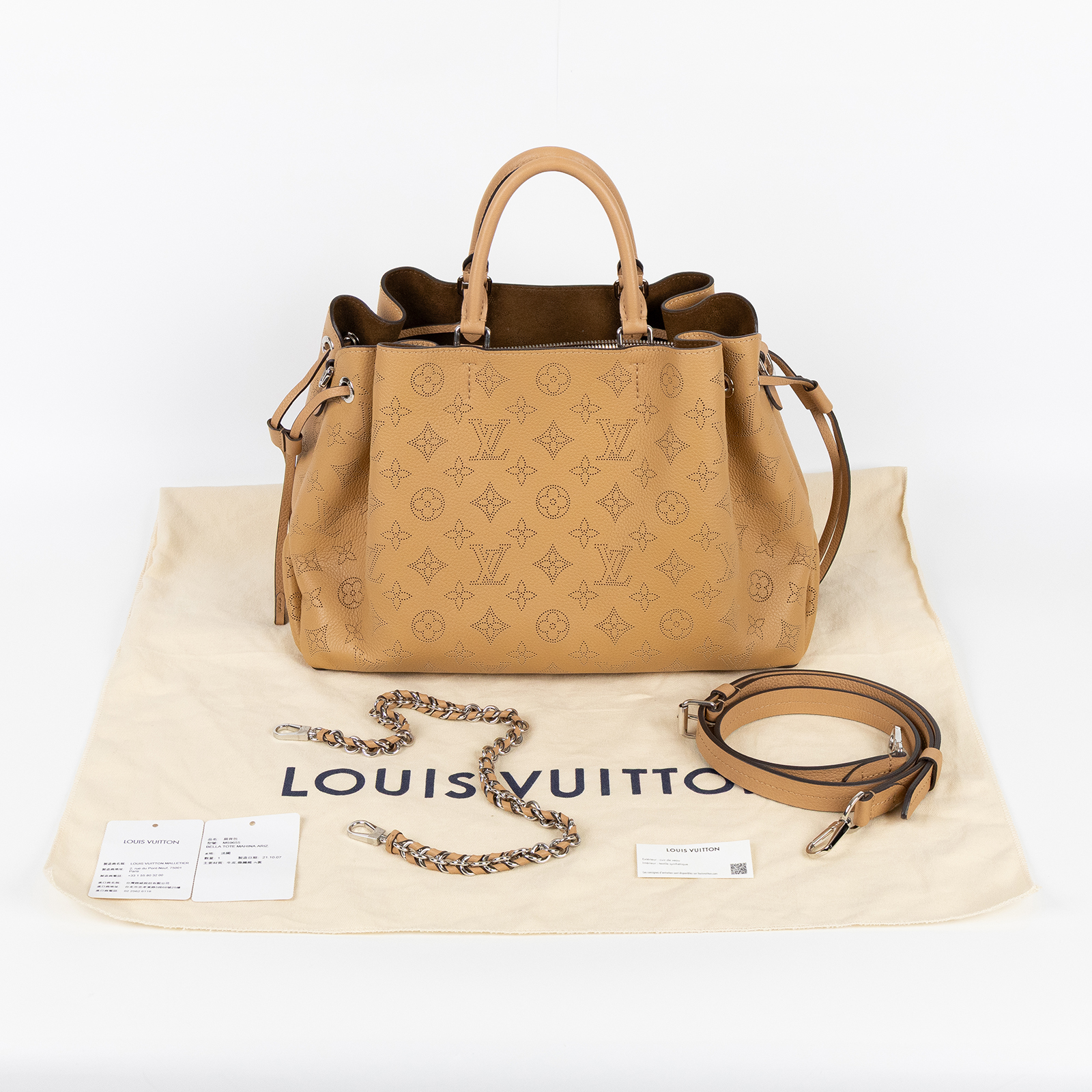 路易威登 LOUIS VUITTON 駝色 BELLA TOTE 托特包 手提包 側背包 M59655 晶片款 駝色BELLA TOTE 防塵袋/背帶/鍊帶