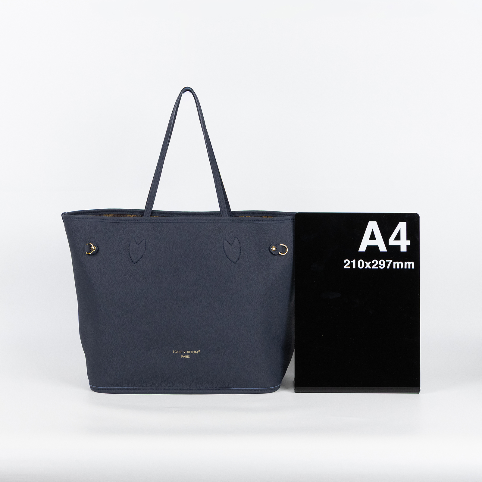 路易威登 LOUIS VUITTON Neverfull Inside Out MM 老花 牛皮 肩背包 雙面 海軍藍色 M14994 晶片款  防塵袋/內袋