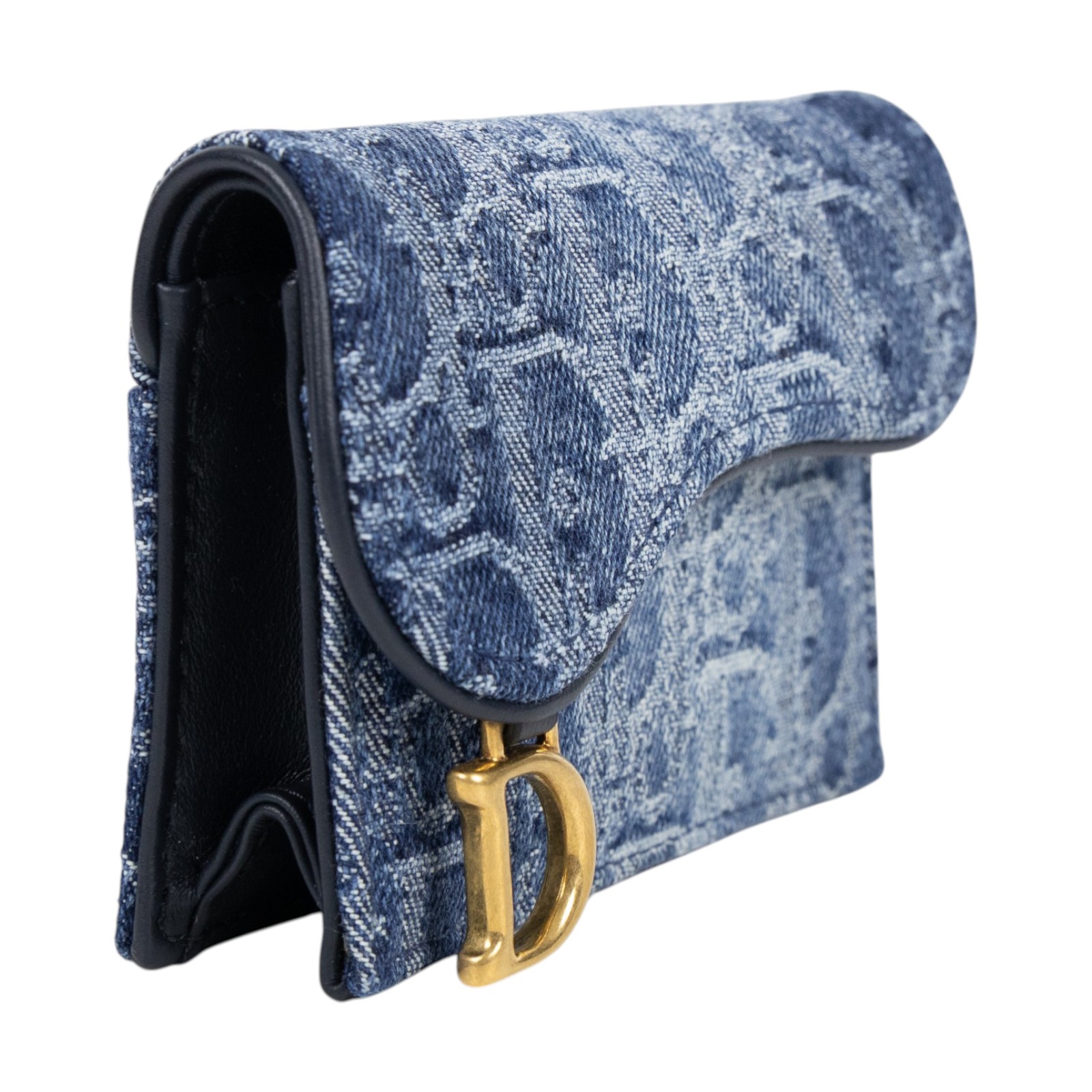 迪奧 CHRISTIAN DIOR Saddle 翻蓋卡片套 卡夾 丹寧 S5611CDCE 丹寧老花卡包 原廠盒子