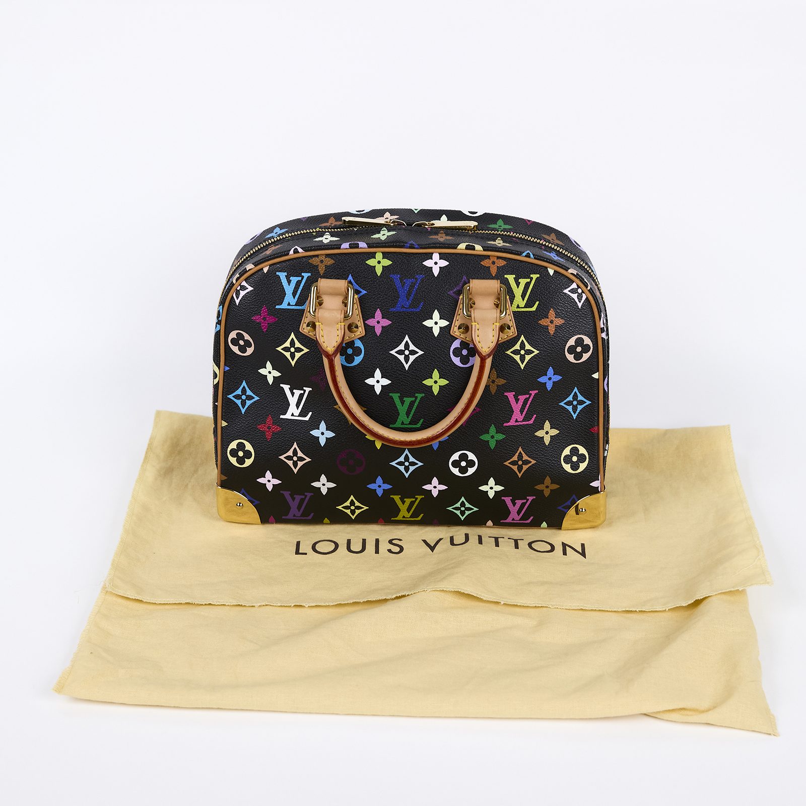 路易威登 LOUIS VUITTON Trouville 經典帆布 手提 小珍包 村上隆聯名 M92662 黑彩手提包 防塵袋