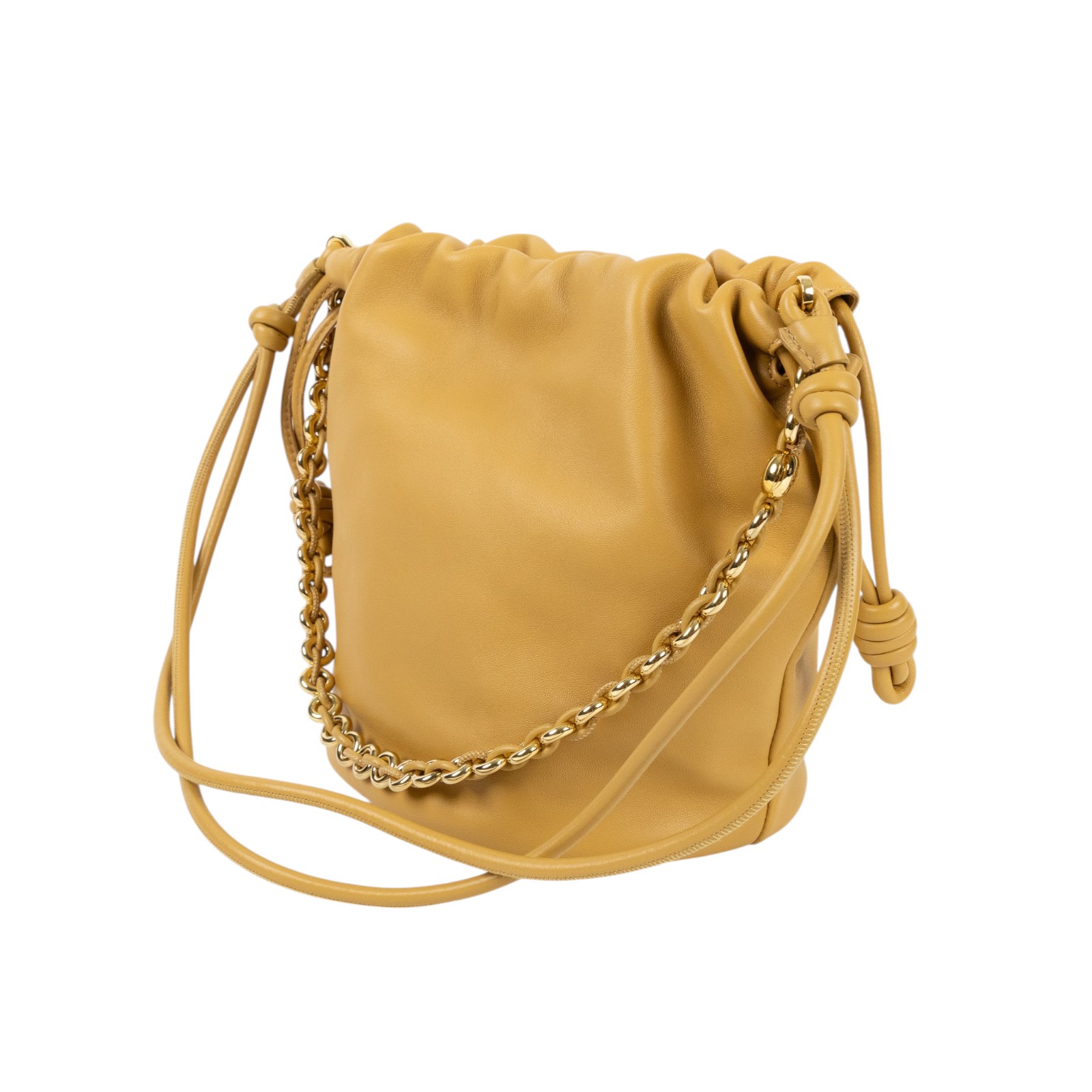 羅意威 LOEWE Flamenco Purse 水桶包 中型  米黃FLAMENCO PURSE 防塵袋/背帶/鍊帶/購買證明