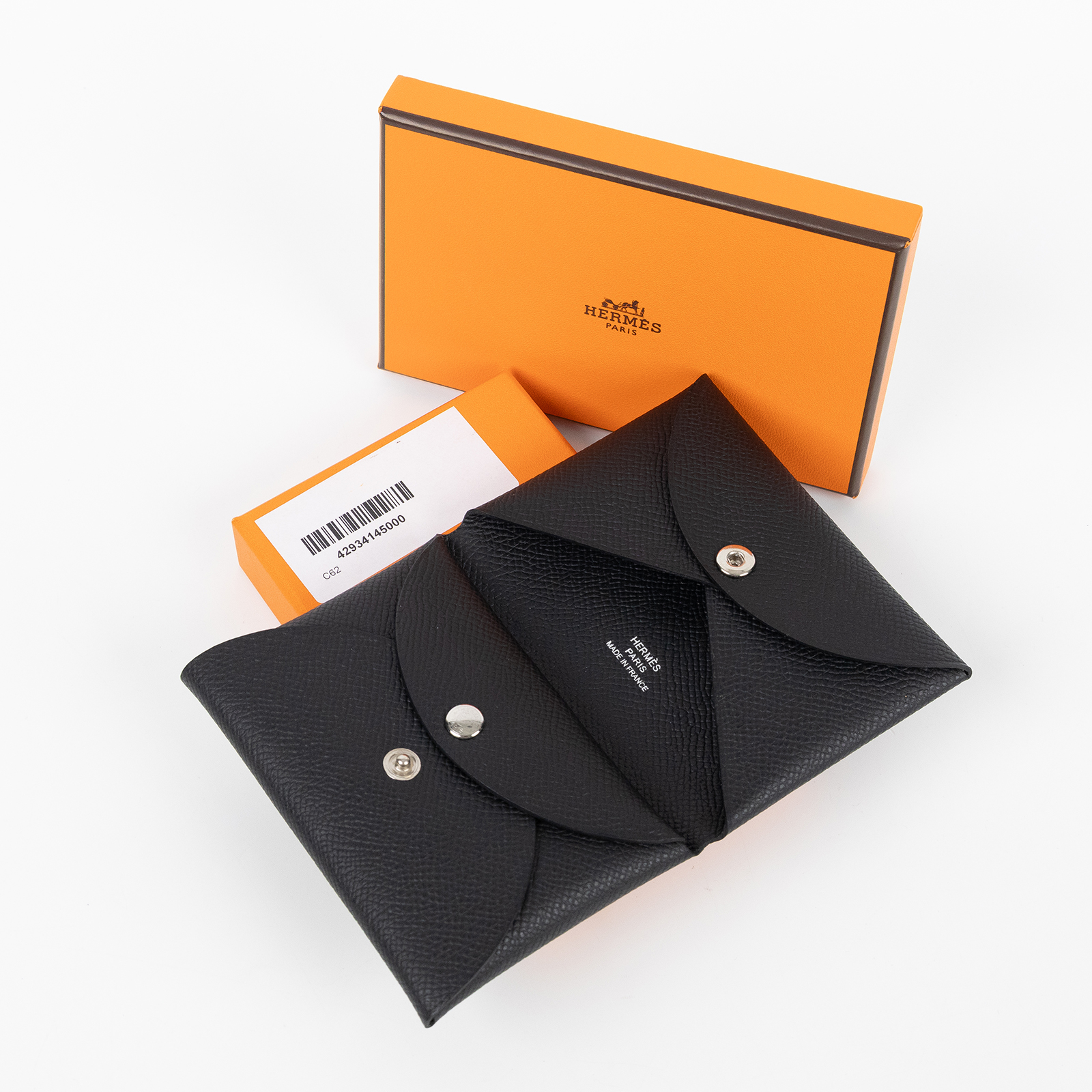 愛馬仕 Hermes Calvi Duo 卡包 CALD G刻 黑CALVI DUO 原廠盒子