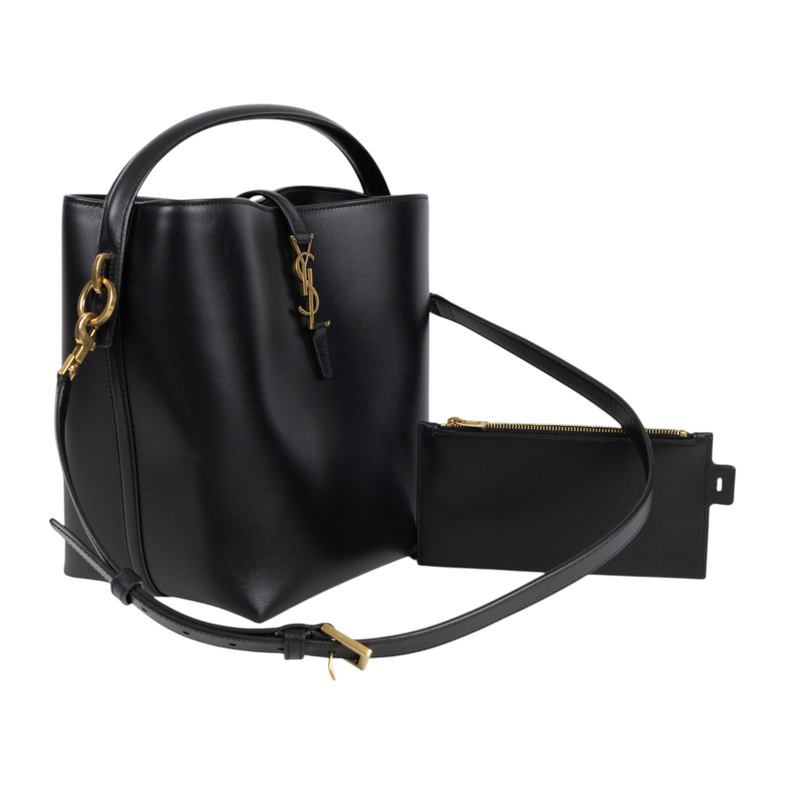 聖羅蘭 YSL SAINT LAURENT le 37 亮面皮革手袋 7428282R20W 黑金小牛皮LE 37二用水桶包 防塵袋/背帶