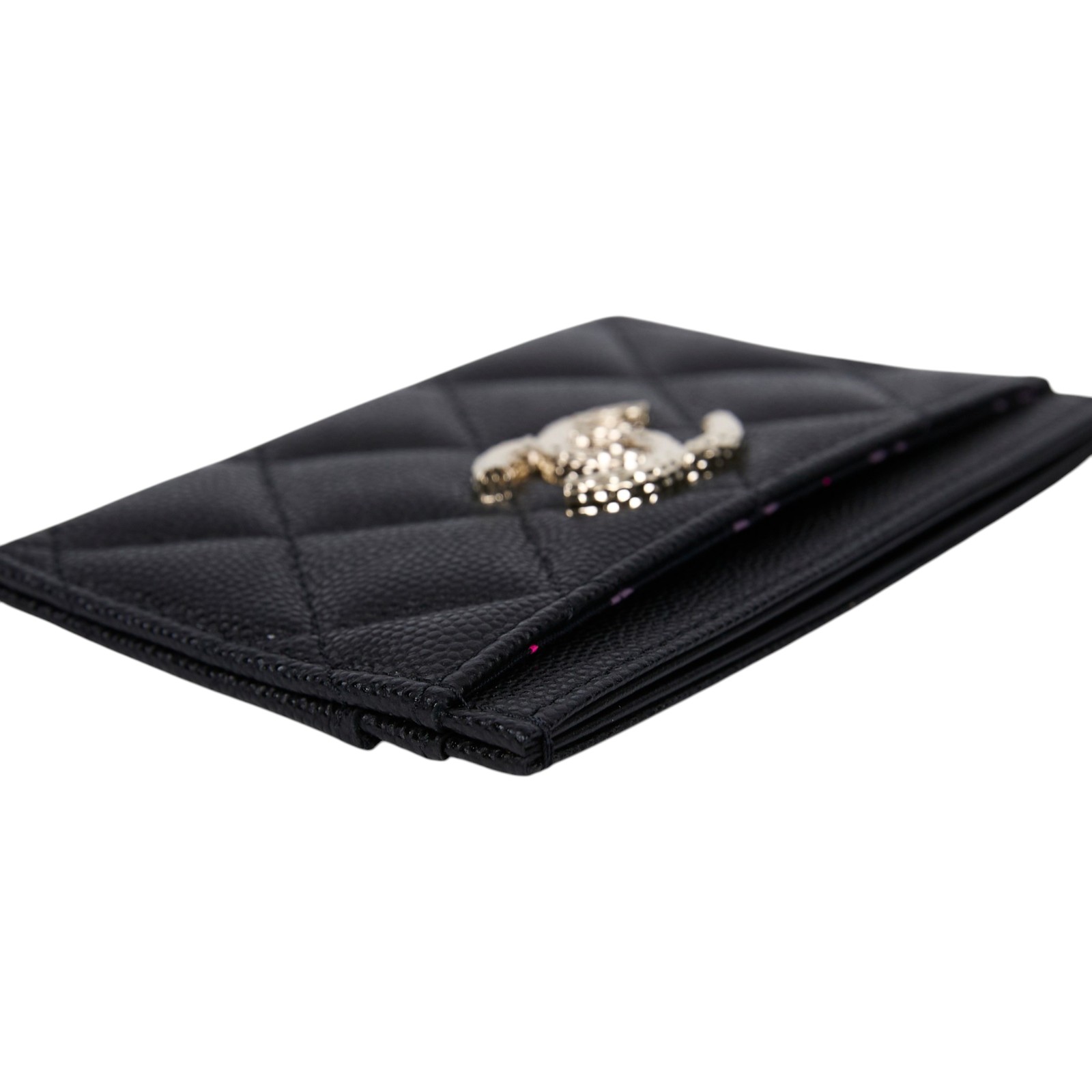 香奈兒 CHANEL CC Logo 卡夾 錢包  晶片款 黑荔枝雙C卡夾 原廠盒子/防塵袋