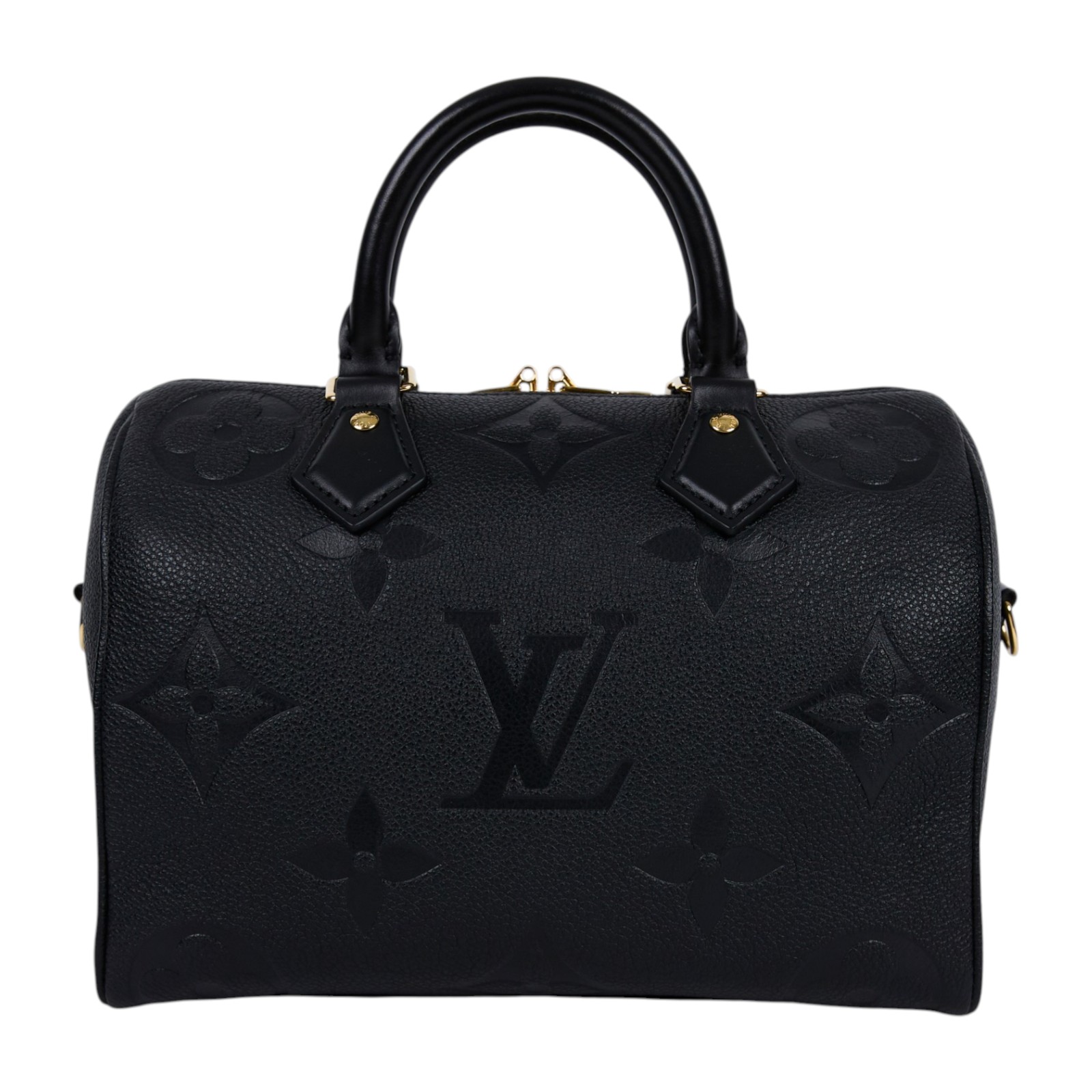 路易威登 LOUIS VUITTON Speedy Bandoulière  25 黑色 大LOGO 手提 斜背 波士頓包 M58951 晶片款  防塵袋/背帶/鎖組