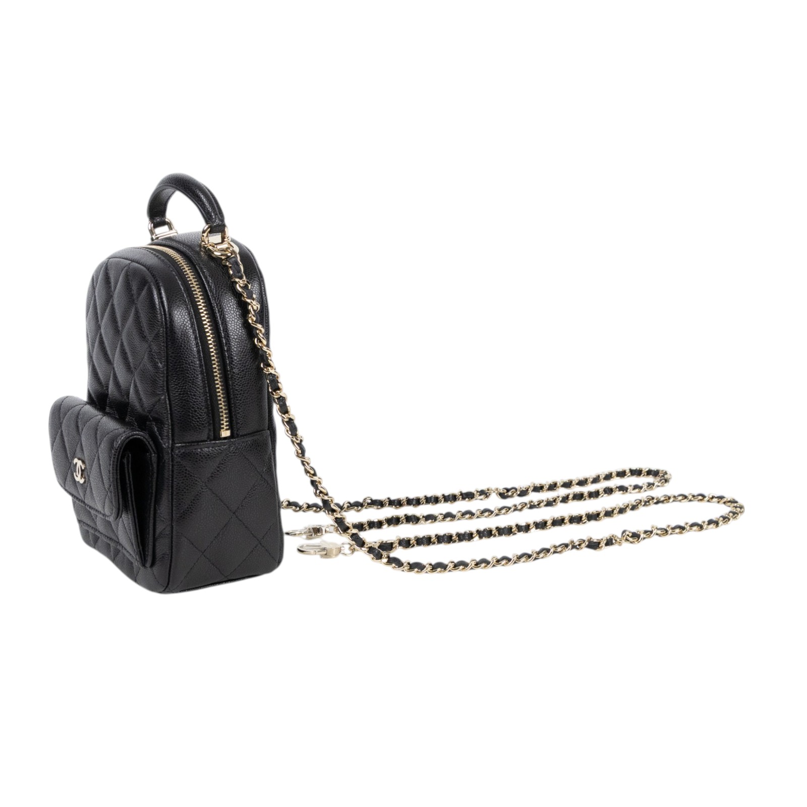 香奈兒 CHANEL 經典 迷你 後背包 AP3753 B10583 晶片款 黑淡金荔枝迷你後背包 原廠盒子/防塵袋/購買證明影本