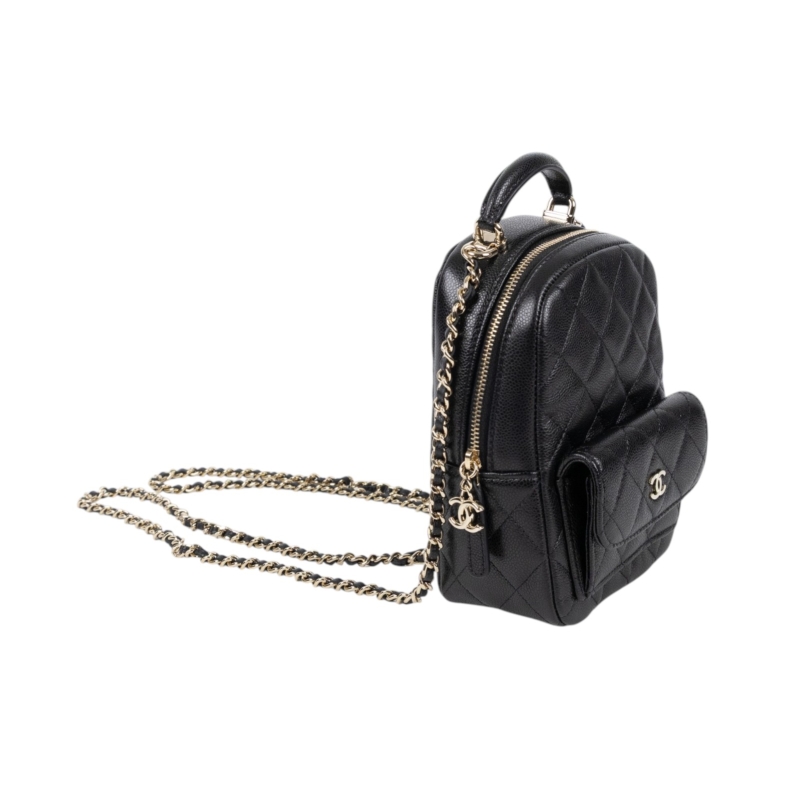香奈兒 CHANEL 經典 迷你 後背包 AP3753 B10583 晶片款 黑淡金荔枝迷你後背包 原廠盒子/防塵袋/購買證明影本