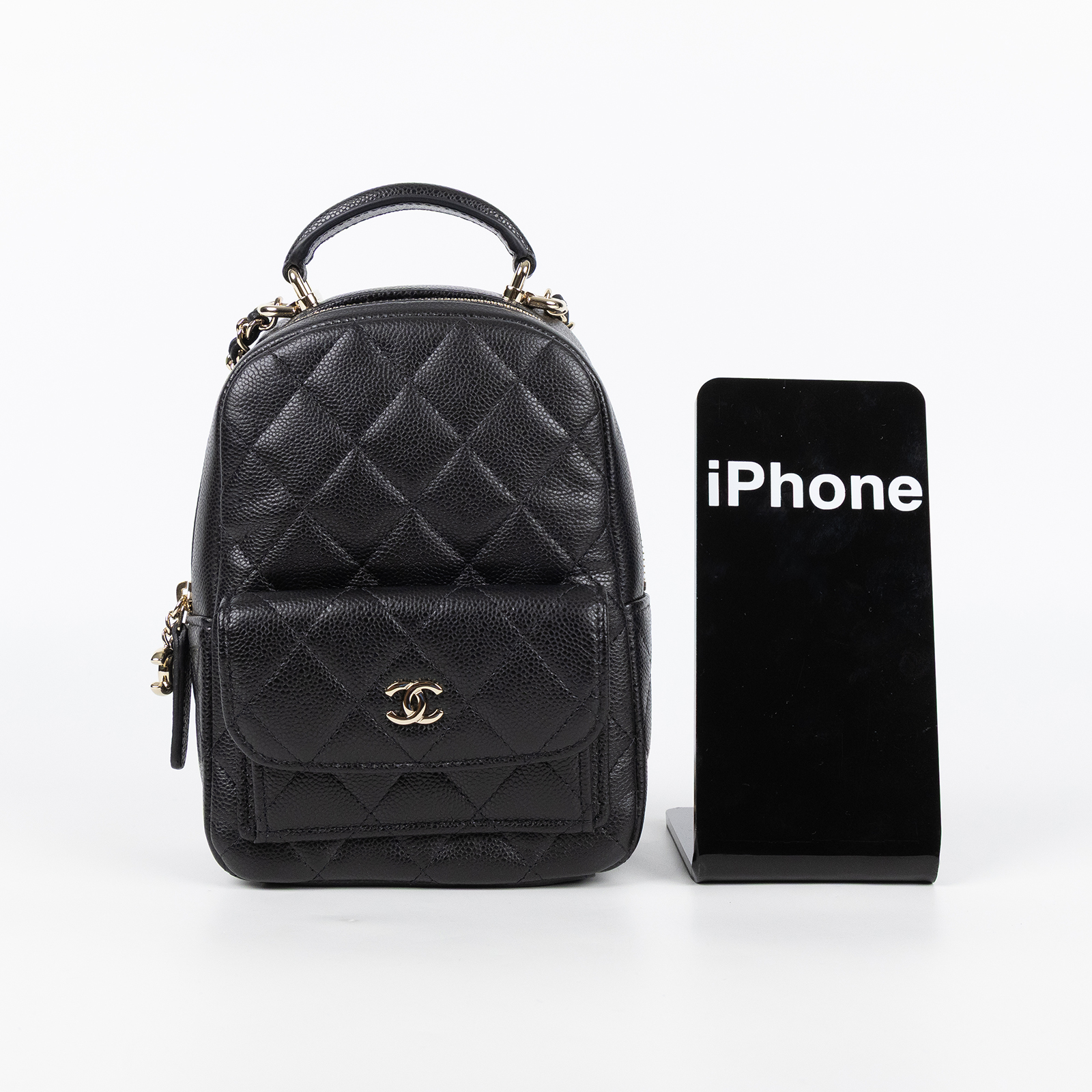 香奈兒 CHANEL 經典 迷你 後背包 AP3753 B10583 晶片款 黑淡金荔枝迷你後背包 原廠盒子/防塵袋/購買證明影本