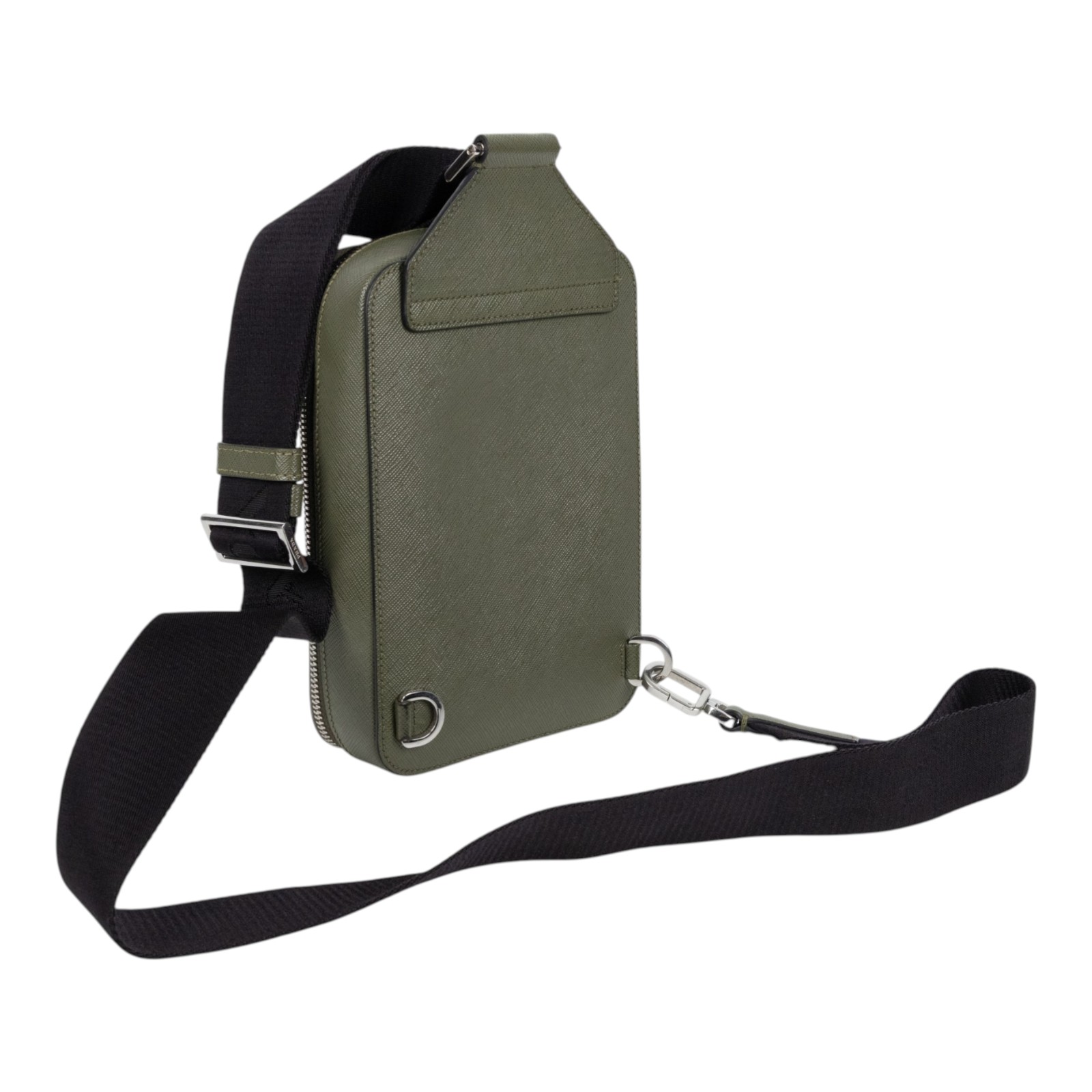 普拉達 PRADA Brique Saffiano皮革 手袋 2VZ106_9Z2 墨綠跨胸包 防塵袋