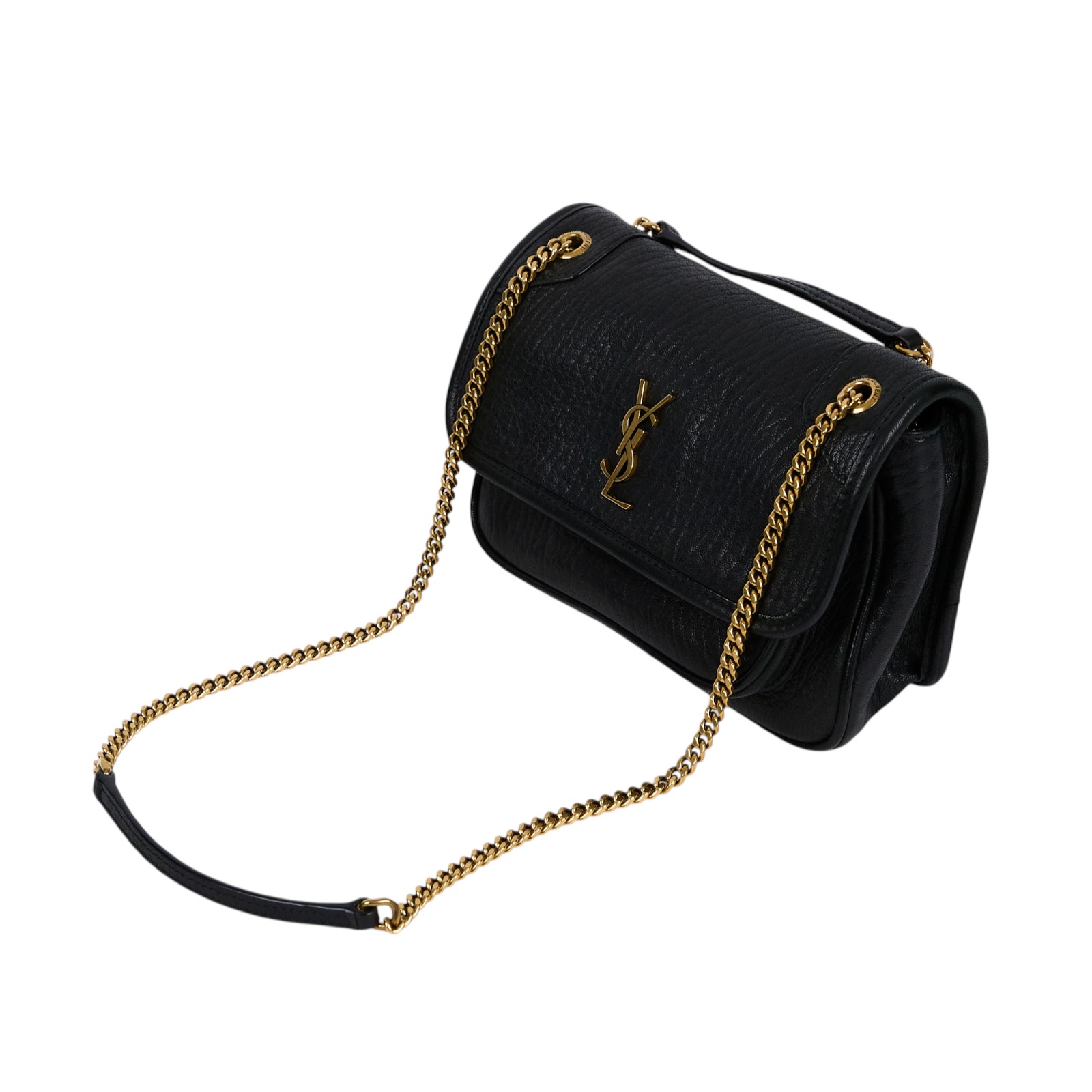 聖羅蘭 YSL SAINT LAURENT Niki 粒面小羊皮 迷你手袋 金色五金 828736AACYT 黑NIKI MINI 原廠盒子/防塵袋/購買證明